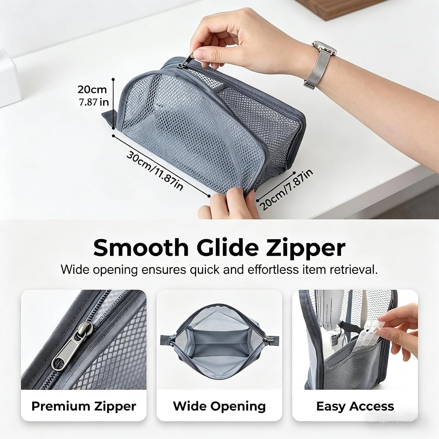 Clear Hanging Toiletry Bag - Waterproof EVA Travel Organizer | Large Capacity, Foldable Design for Men & Women