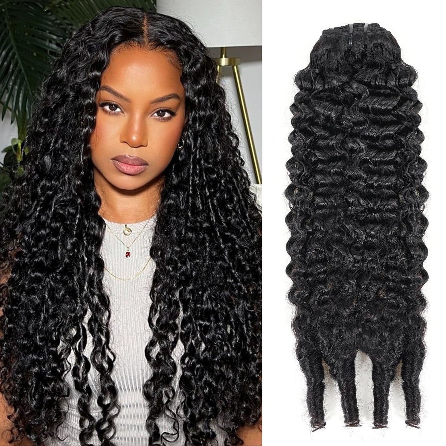 Mihugass Seamless PU Yaki Straight Clip in Hair Extensions Real Human Hair For Women Invisible Yaki Straight Clip ins (30inch,#1B)