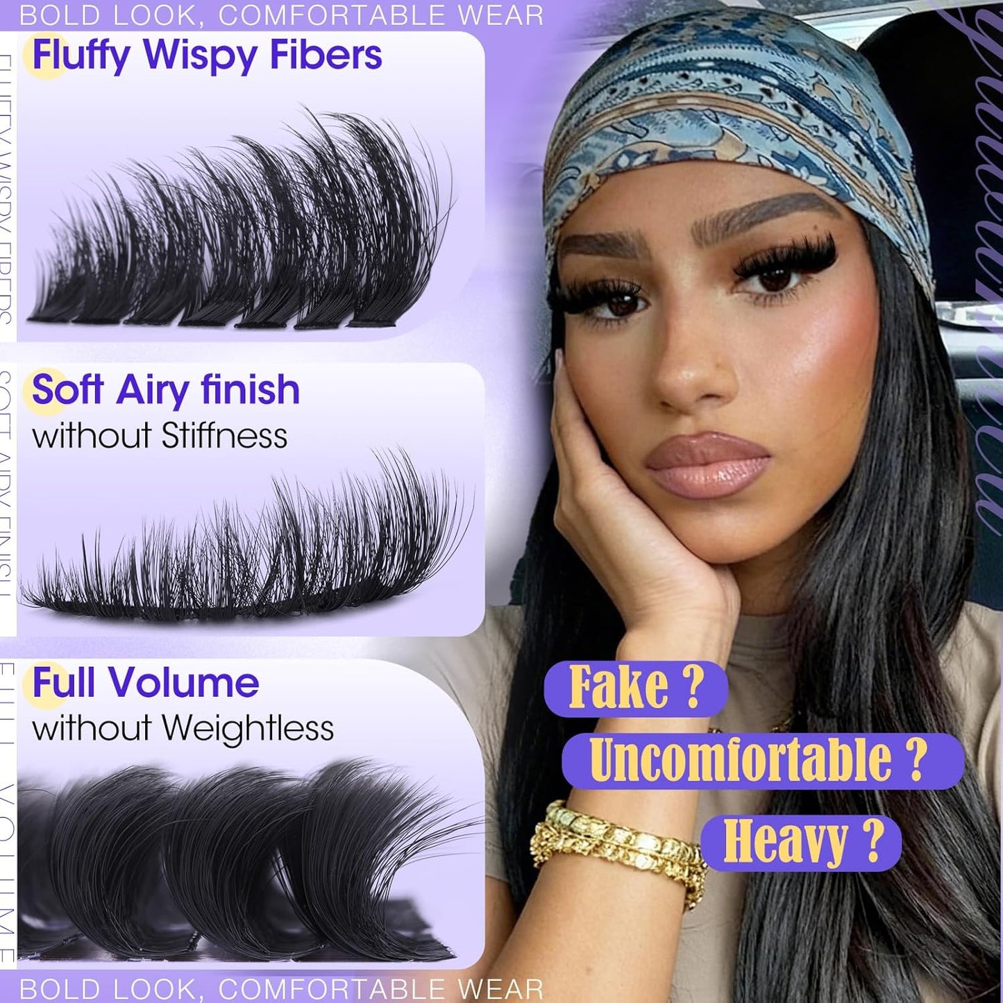 Fluffy Lash Clusters - 150D/200D/300D Thick Volume Eyelash Extensions | 12-25mm D Curl Wispy Individual Lashes for DIY Glam Look