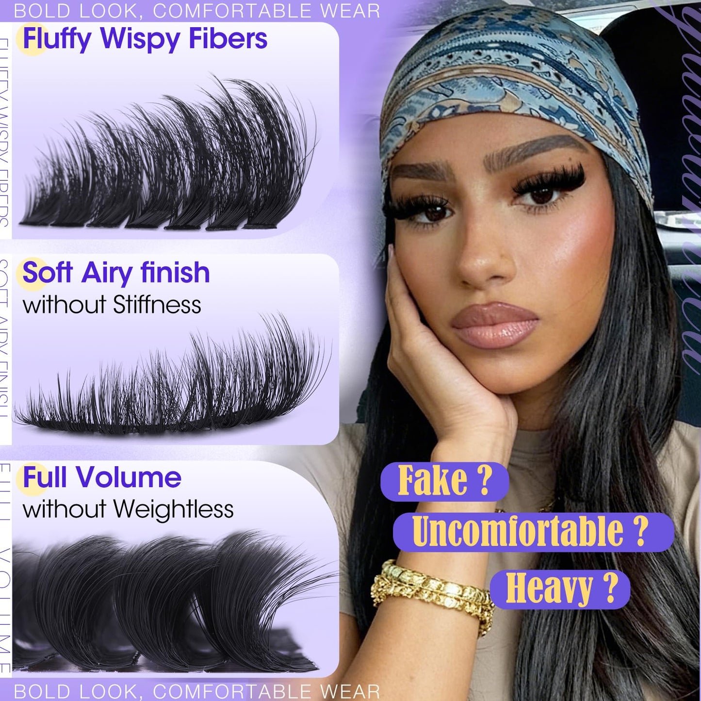 Fluffy Lash Clusters 150D+200D+300D Thick Volume Cluster Eyelash Extensions 12-25mm Dramatic Long Eyelash Clusters Wispy Individual Lashes D Curl Cluster Lashes DIY Glam Lash Extension by Yawamica