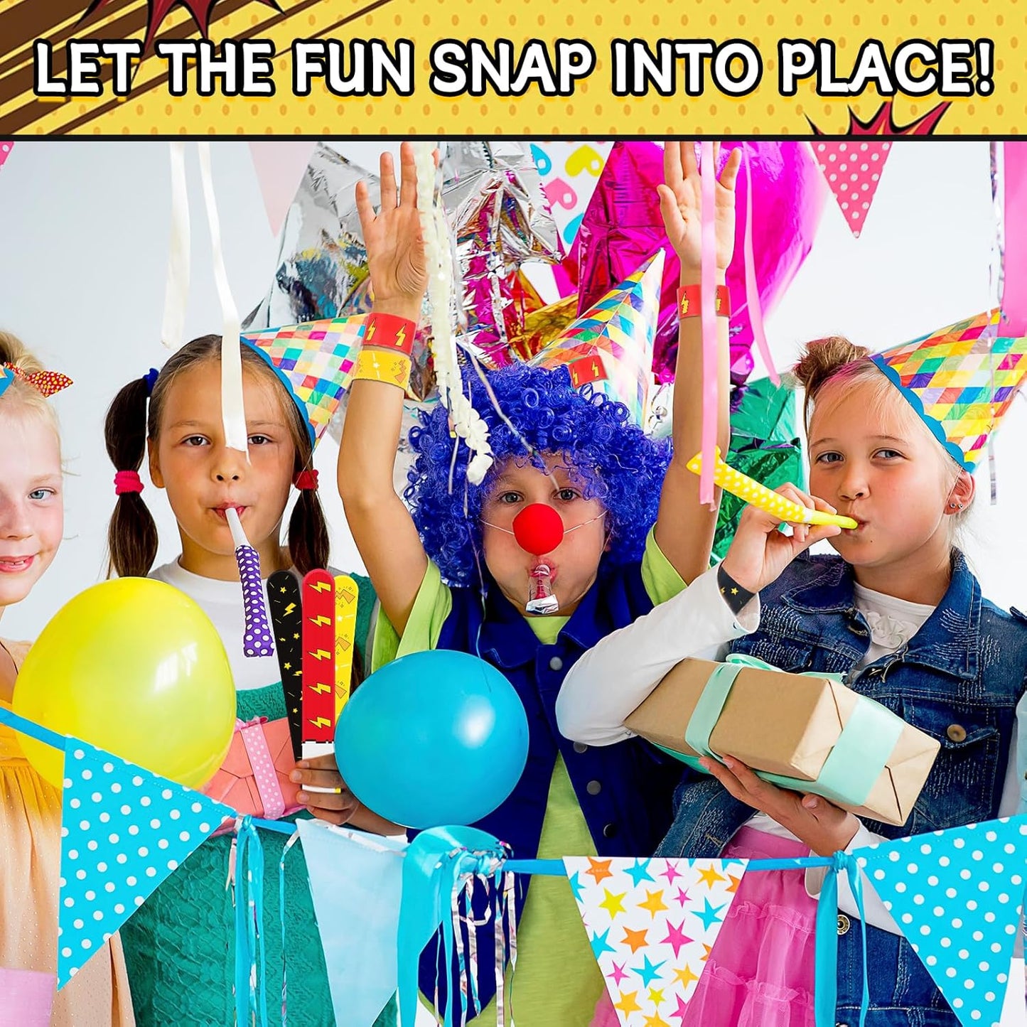 Cartoon Animation Slap Wristbands - 24 Pack Party Favors | Fun Goodie Bag Fillers for Birthday & Theme Parties