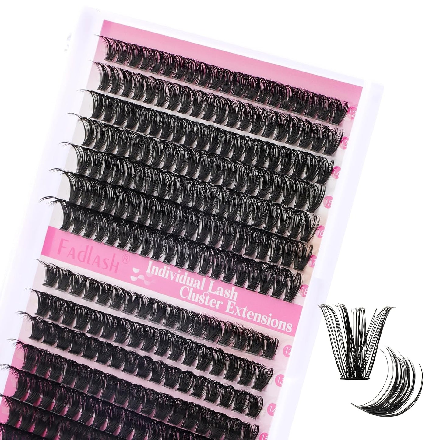 Cluster Lashes - D Curl Wispy Individual Eyelash Extensions for Natural Look | Reusable Fluffy DIY Kit (12-18mm Mix)
