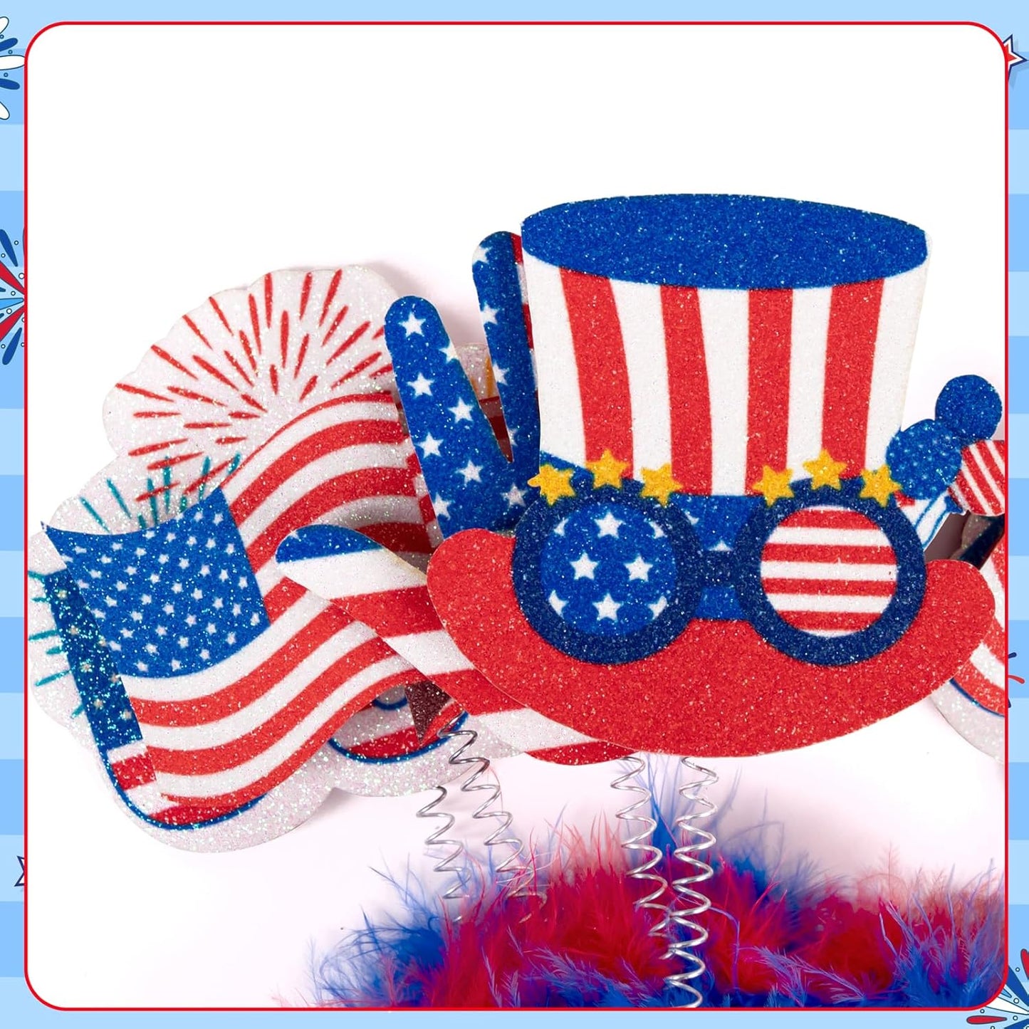 12PCS Patriotic Headbands for 4th of July | Red, White & Blue Party Accessories