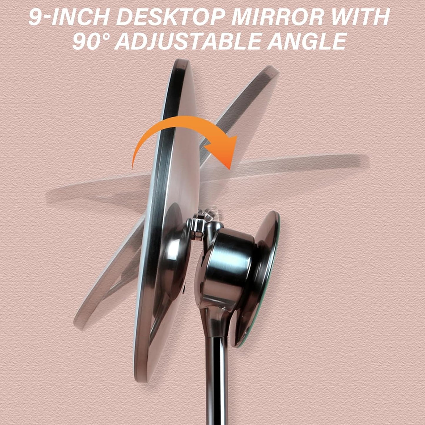 Vanity Makeup Mirror with Lights - 9-Inch, 5X & 10X Magnification, Rechargeable, Touch Dimming, Adjustable Angle