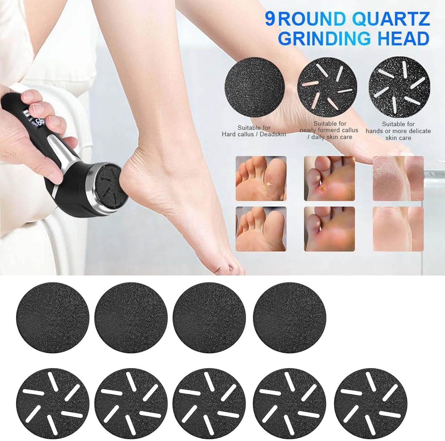 Electric Callus Remover - Portable Rechargeable Foot File with Dander Vacuum & LCD Display | Waterproof Pedicure Kit