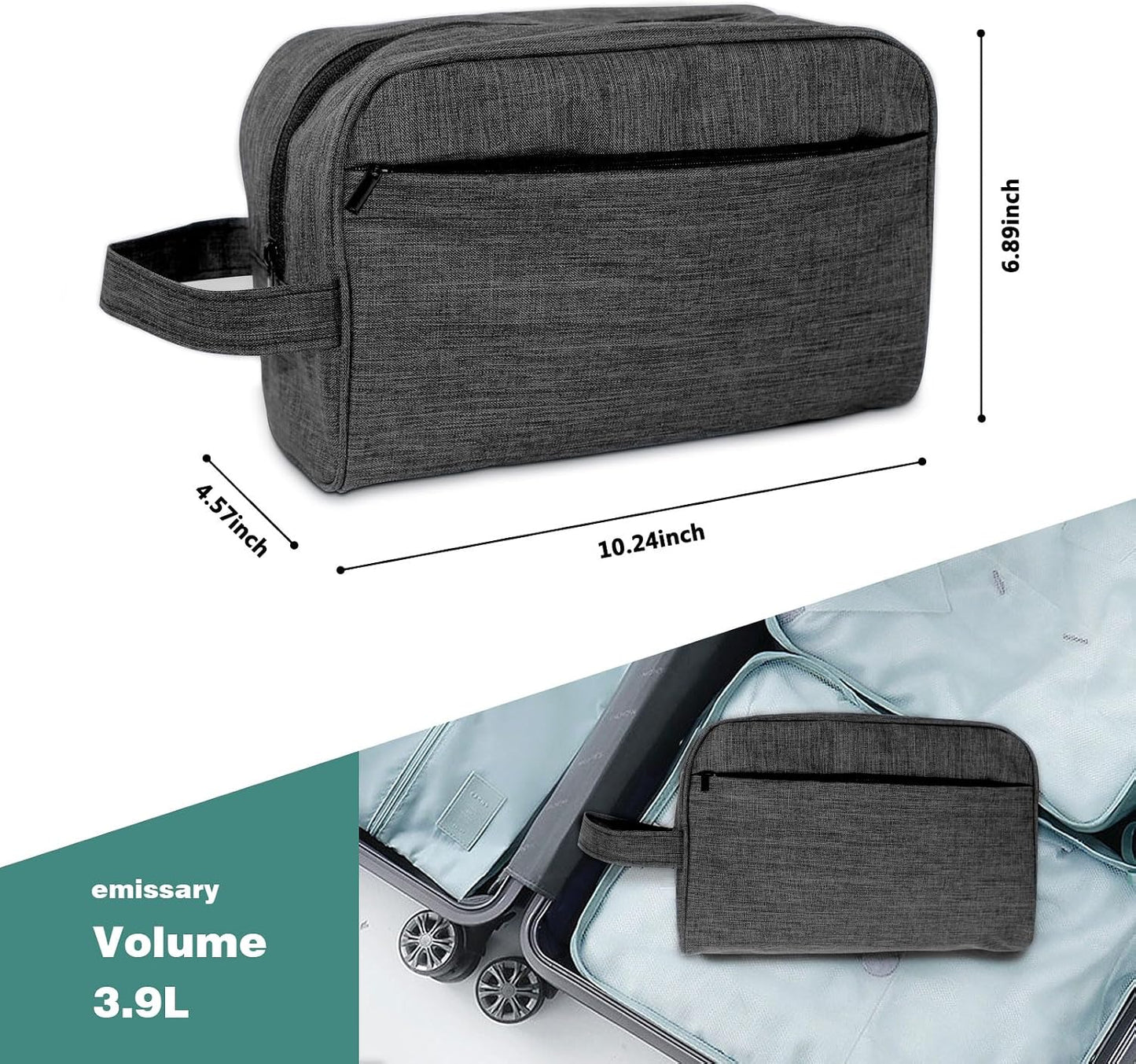Travel Toiletry Bag - Waterproof Multi-Compartment Organizer | Compact Lightweight Hanging Dopp Kit (Black)