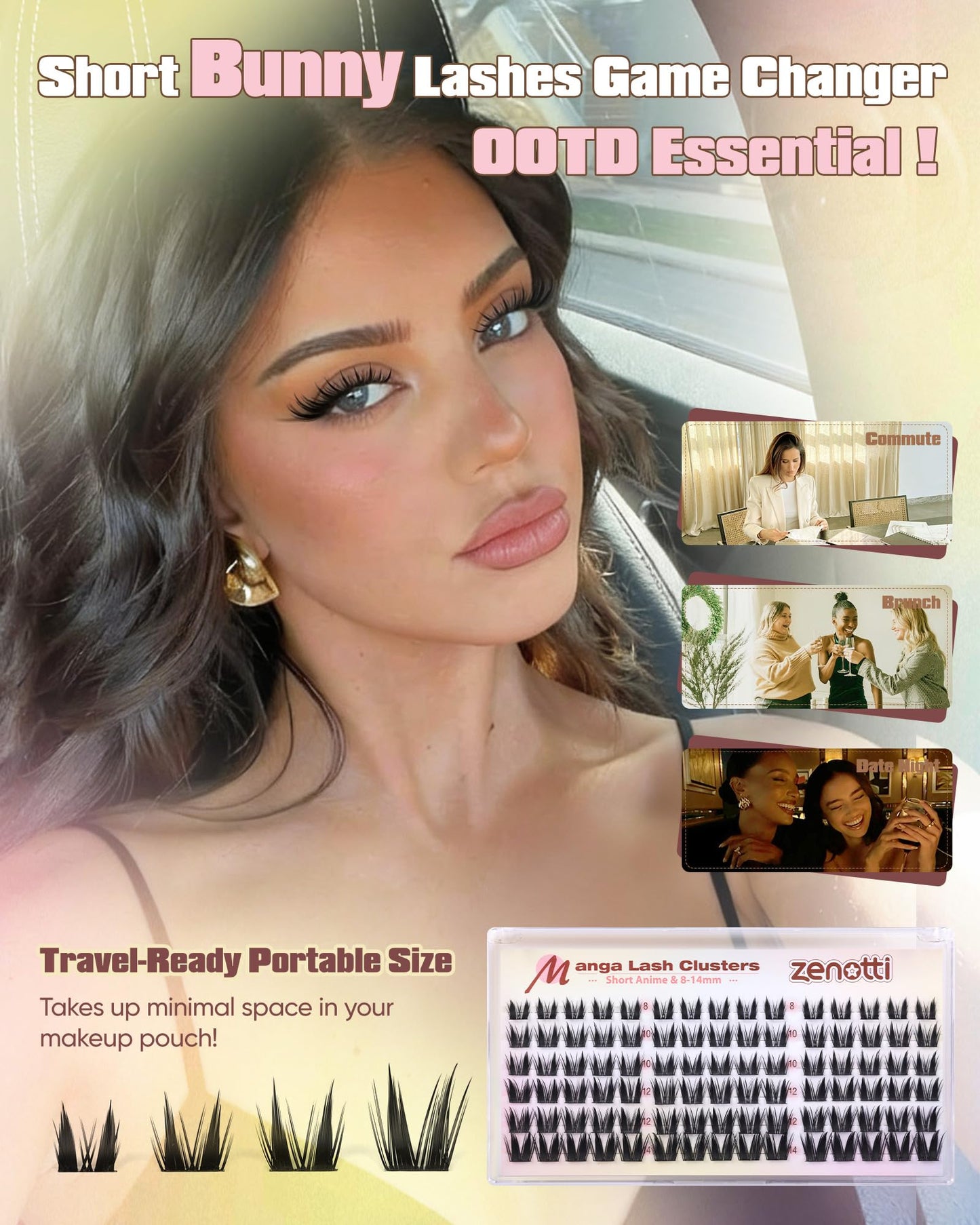 Manga Lash Clusters Anime Eyelash Clusters Wispy Cluster Eyelash Extensions Natural Bunny Fairy Individual Lashes Short 8-14MM CC-Curly Wet Look Lashes Extensions by zenotti