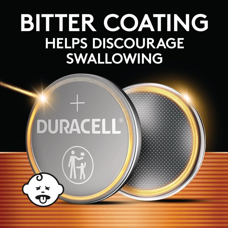 Duracell 2032 Lithium Battery, 4 Count (Pack of 1), Child Safety Features, Compatible with Key Fob, Tea Light Candles and Other Devices, CR2032 Battery