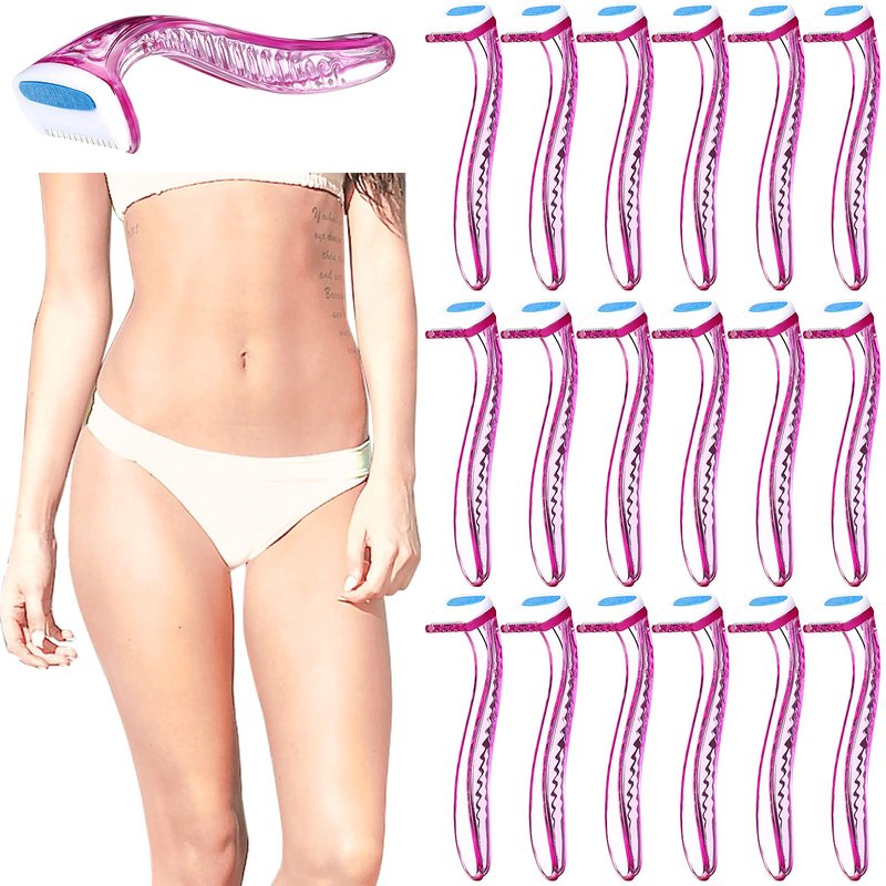 Honoson 16 Pcs Women's Disposable Bikini Razors, Sensitive Skin Shaving Kit with Protective Cover, Precision Trimmer for Beginners, Painless Hair Removal Travel & Gift Set(Rose Red)