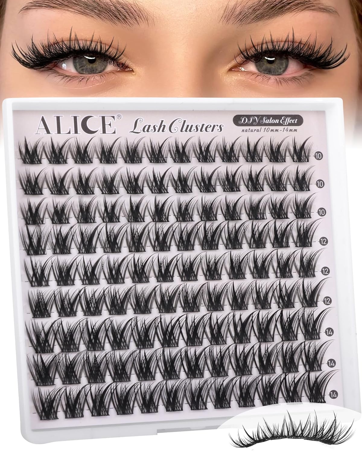 Natural Lash Clusters - Wispy Eyelash Extensions 168pcs | 8-16mm C-Curl, Soft Thin Band for a Natural Look