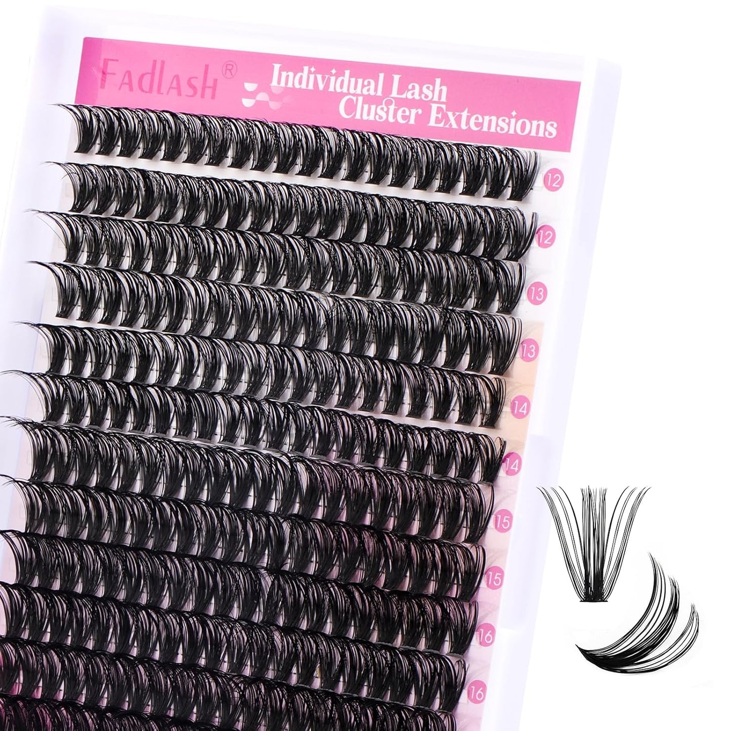 Cluster Lashes - D Curl Wispy Individual Eyelash Extensions for Natural Look | Reusable Fluffy DIY Kit (12-18mm Mix)