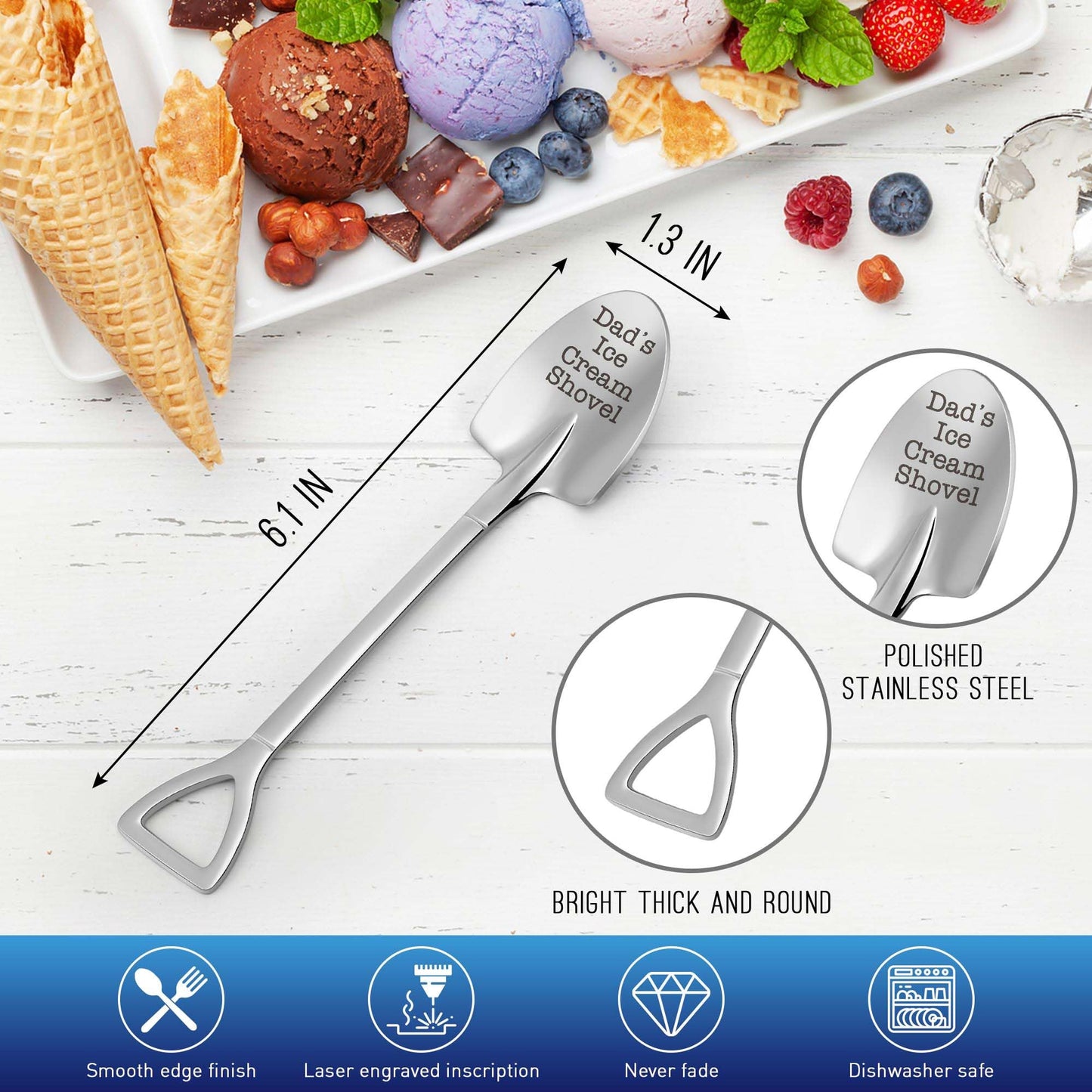 Dad Fathers Day Birthday Gift, from Daughter/Son, Fathers Day for Dad Daddy Grandpa Husband, Funny Dad's Ice Cream Shovel Daddy Father-in-Law Grandfather Valentines Stuffers Easter Basket Essentials