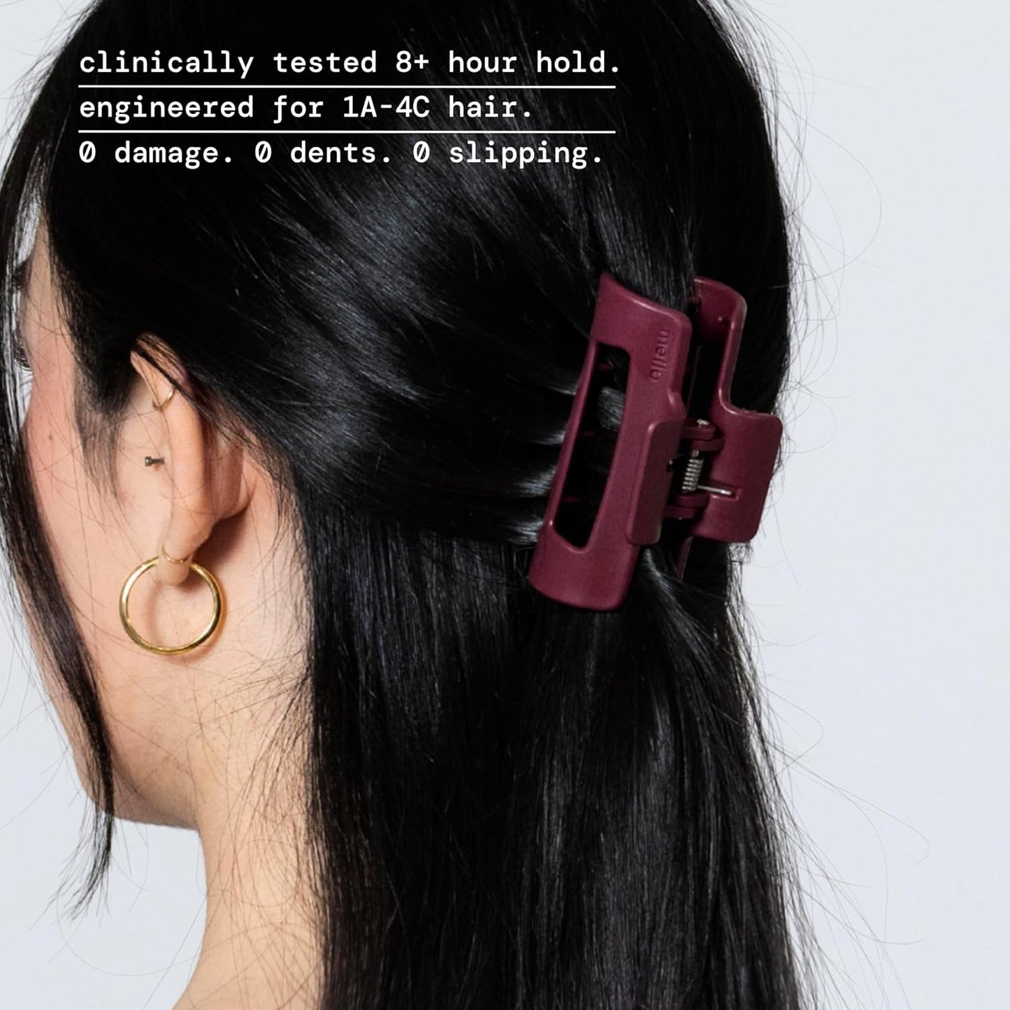 Small Hair Clip - Flexible Comfort Hair Claw for Women | Strong Hold for Thick & Thin Hair, Durable Matte Finish (Burgundy)