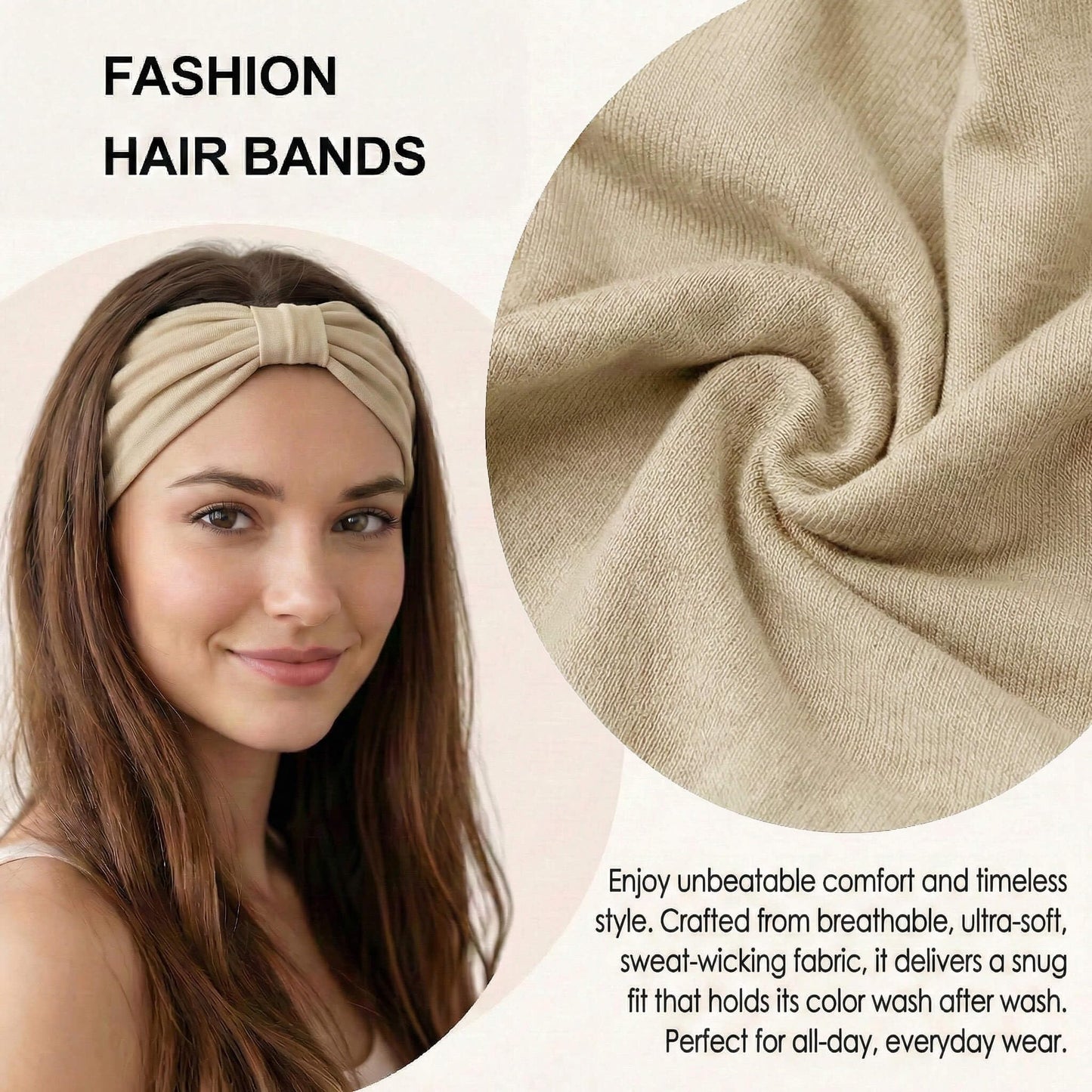 YONUF Wide Headbands for Women - 6 Pack Stretchy Soft Hair Bands for Workout, Yoga, Running, Makeup & Face Washing - Fashion Knotted Head Wraps & Hair Accessories