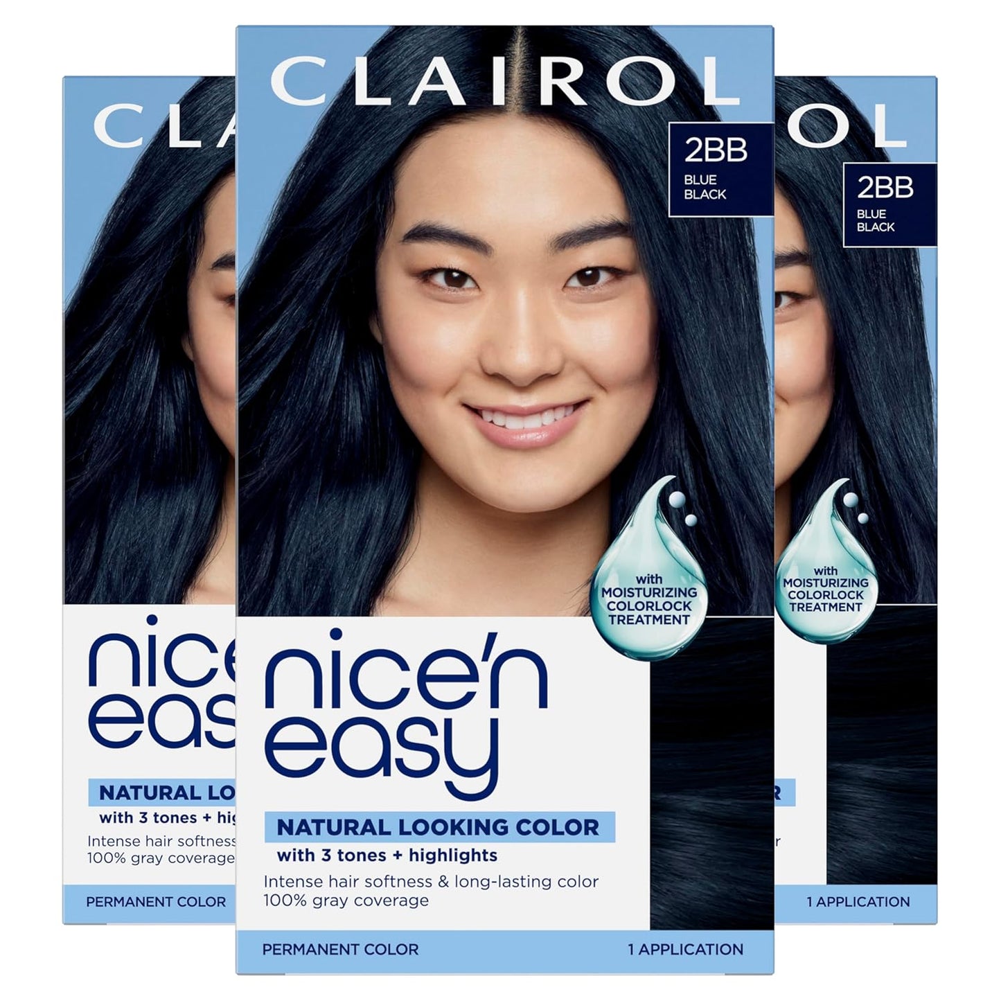 Clairol Nice'n Easy Permanent Hair Dye - Blackest Black | 100% Gray Coverage & Long-Lasting Shine | Single Pack
