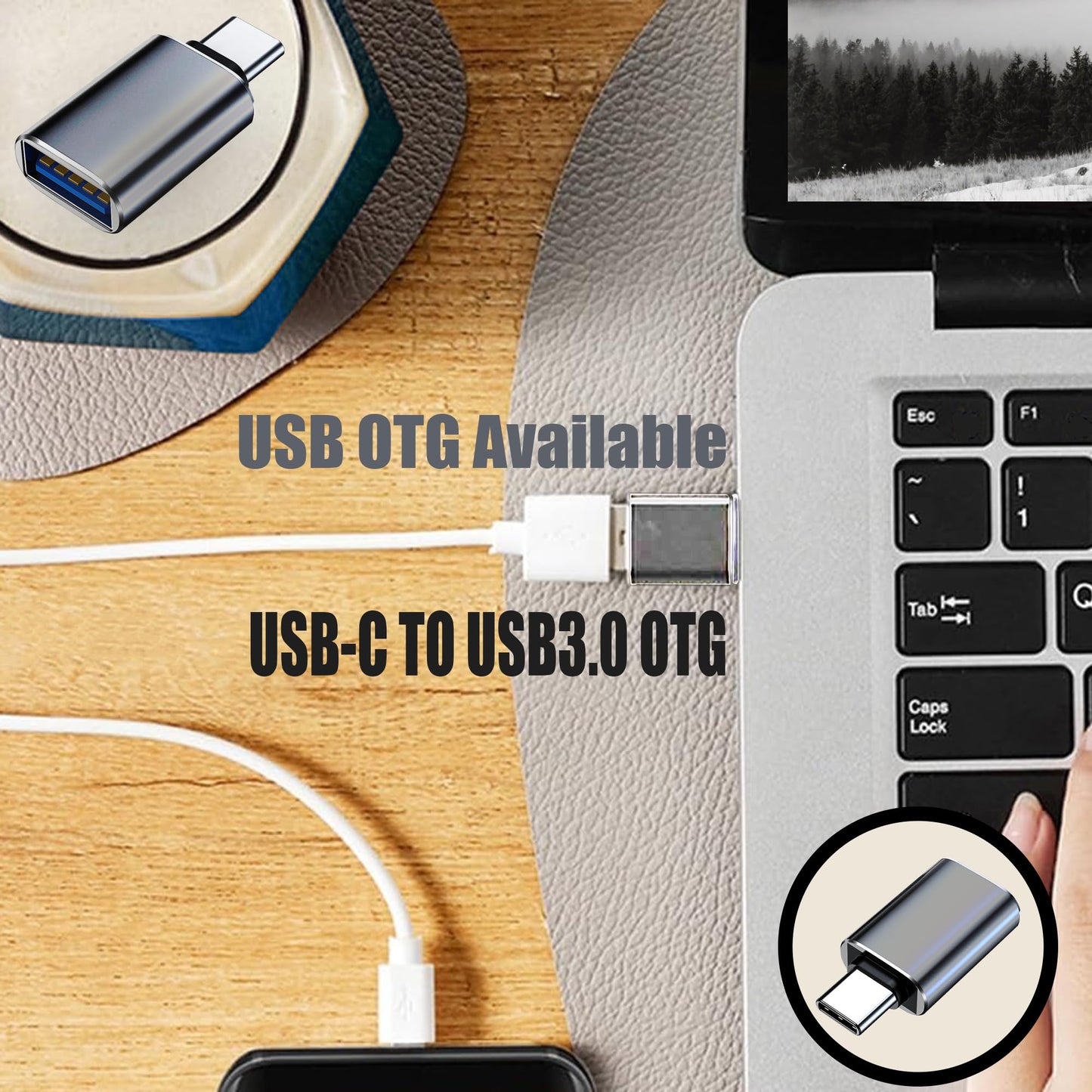 USB C to USB Adapter Pack of 4 USB C Male to USB3 Female Adapter Compatible with iPhone 16 Pro Max Pro Air 2023 iMac iPad mini Pro, Other Type C or Thunderbolt 4/3 Devices, Space Grey