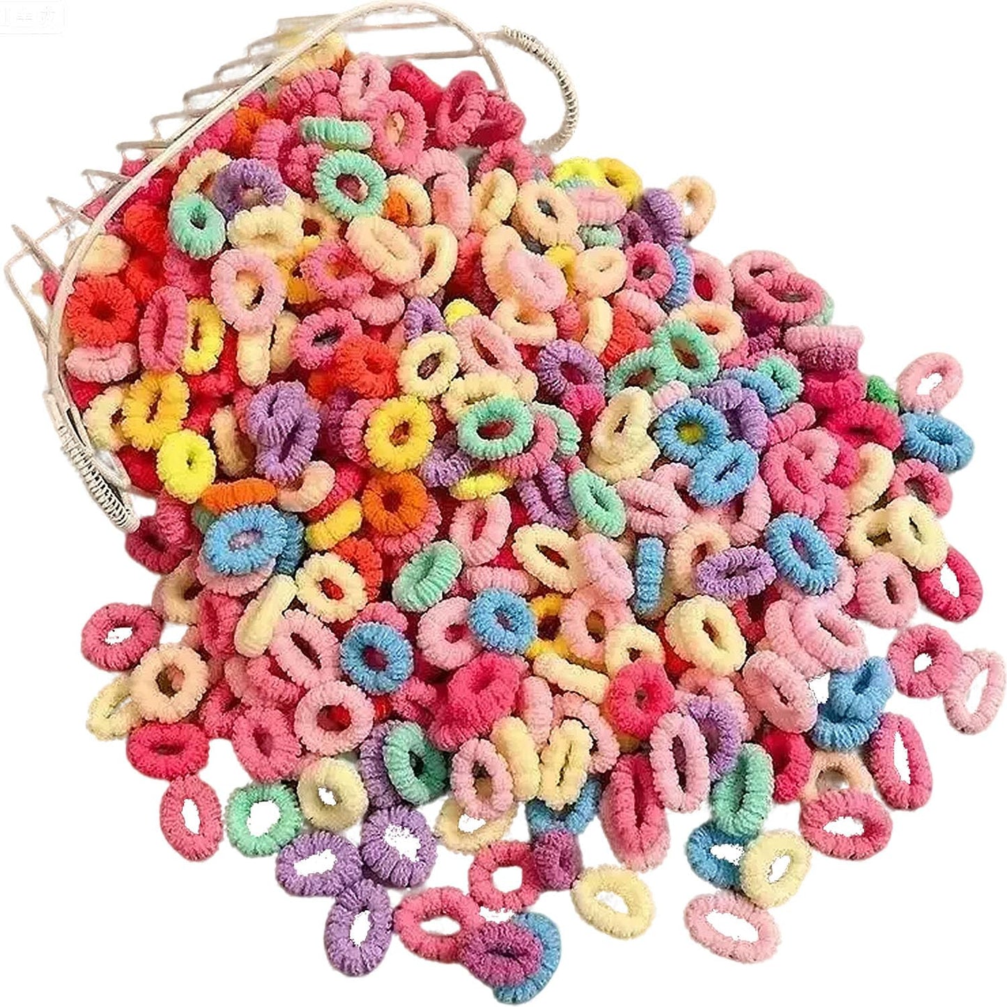 Multicolor Cotton Hair Ties - 500 PCS Soft No-Crease Baby Elastics | Gentle Hold for Kids & Toddlers