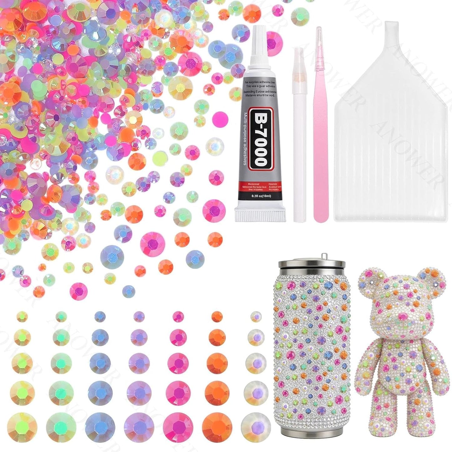 Mixed Light Color Resin Flatback Rhinestones - 16,000 Pcs for Crafting & DIY Projects | 2-6mm Gems for Makeup & Tumblers
