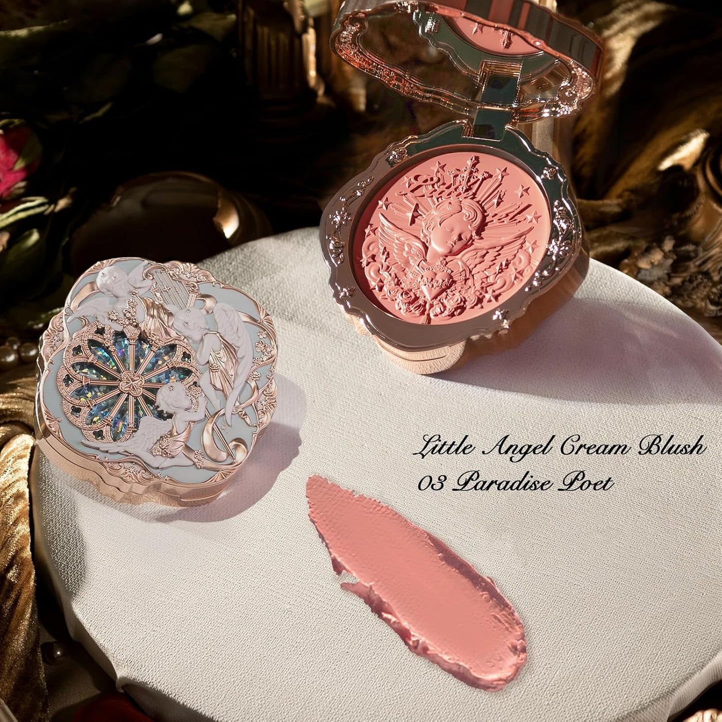 Little Angel Cream Blush Set - Muted Red Hydrating Blush for Cheeks | Buildable & Blendable Dewy Makeup (03 Paradise Poet + 04 Rose Ashes)
