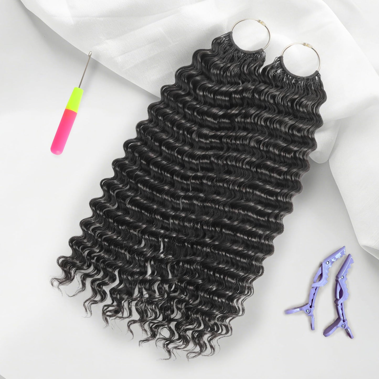 DFHIHCP Deep Wave Miracle Knots Feather Crochet Human Hair 14 Inch 120g