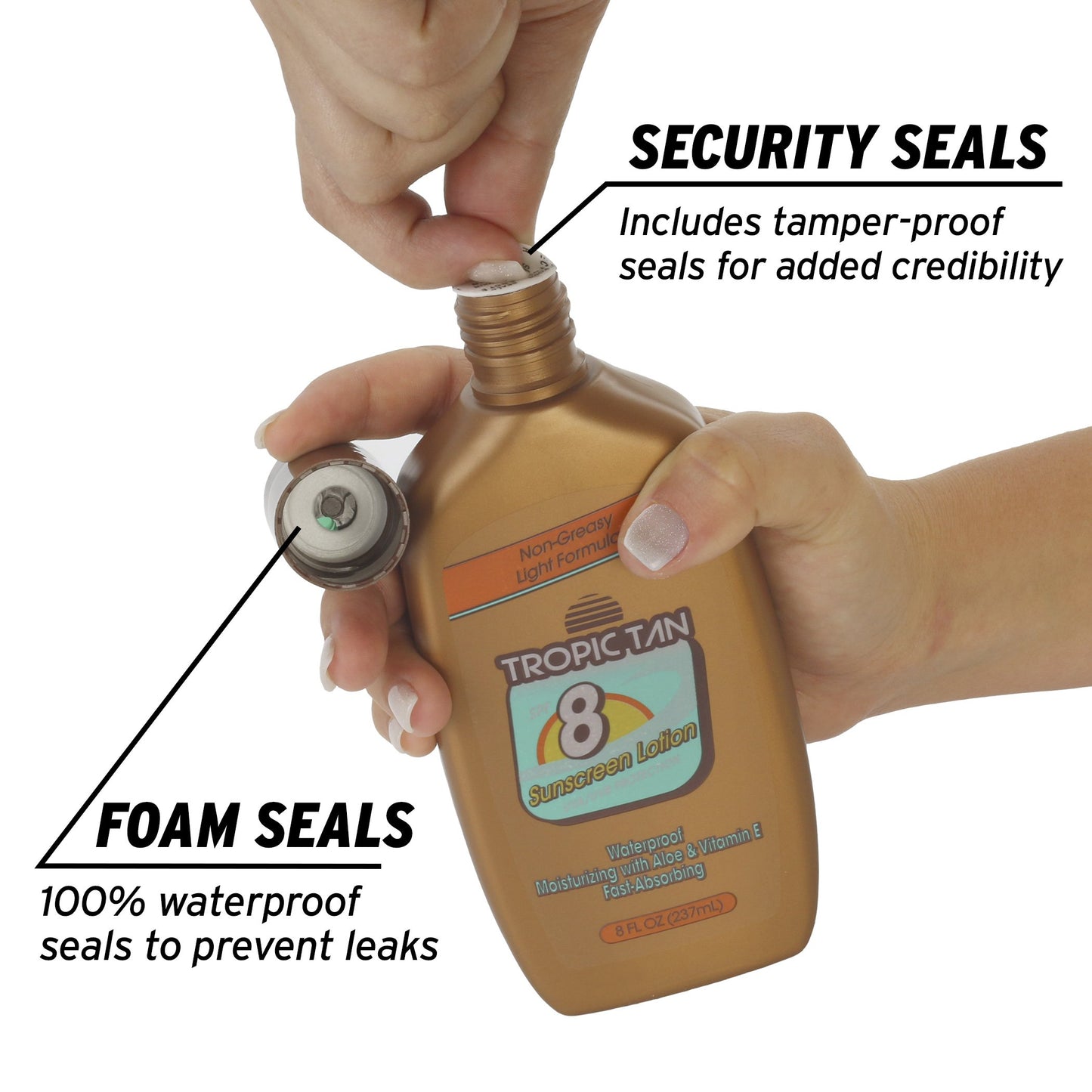 GoPong Tropic Tan Sunscreen Bottle Flask 2 Pack (16 oz Total) - Hidden Alcohol Travel Flasks - Secret Liquor Containers for Beaches, Cruises, and Sports Events – Includes Funnel & Spout