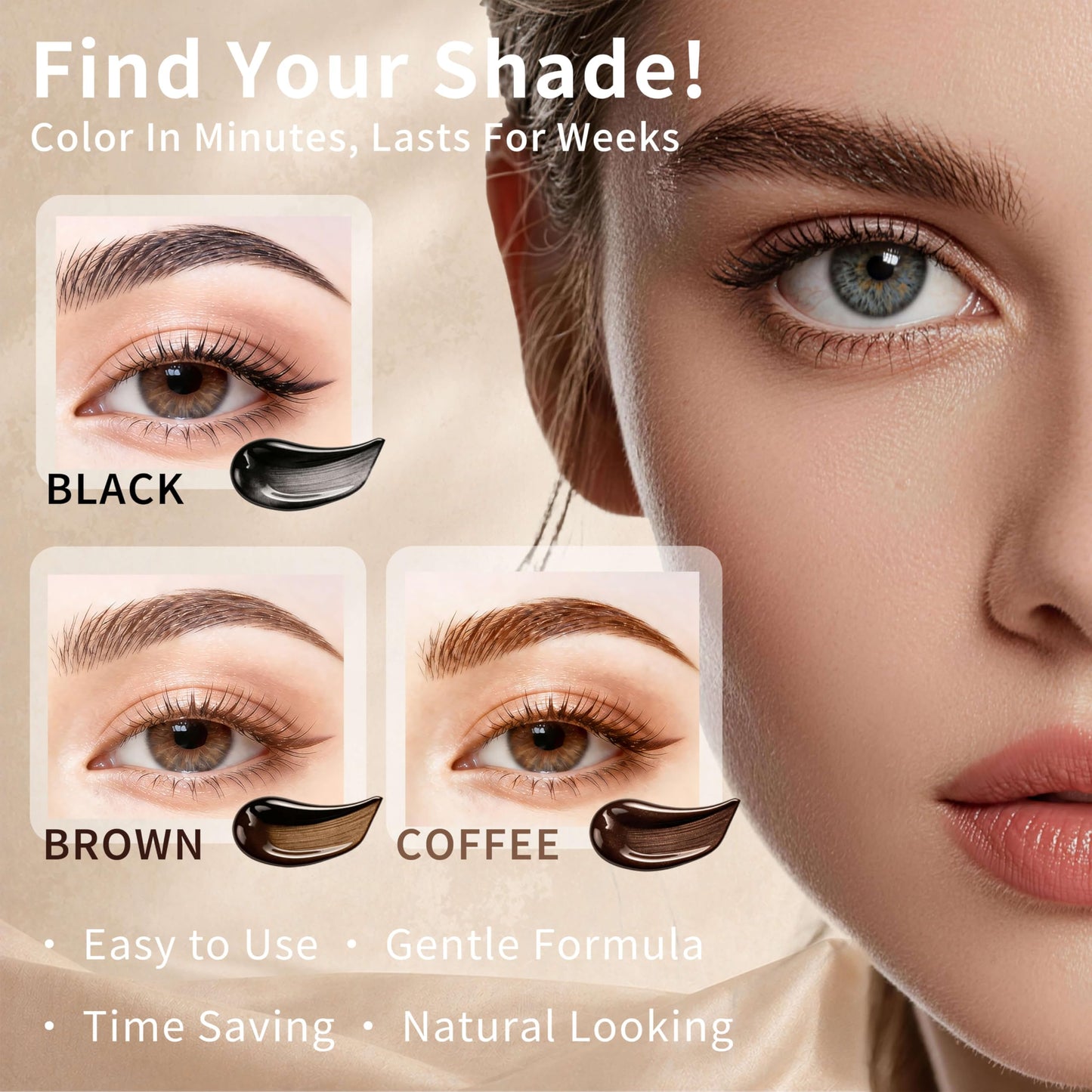 Eyelash & Eyebrow Color Kit with Olive Oil and Jojoba Oil, 2 in 1 Professional Eye Lash Tint & Brow Dye, Safe & Easy to Use with Natural Results, Gentle on Skin for Beginner Salon Beauty 5ml (Brown)