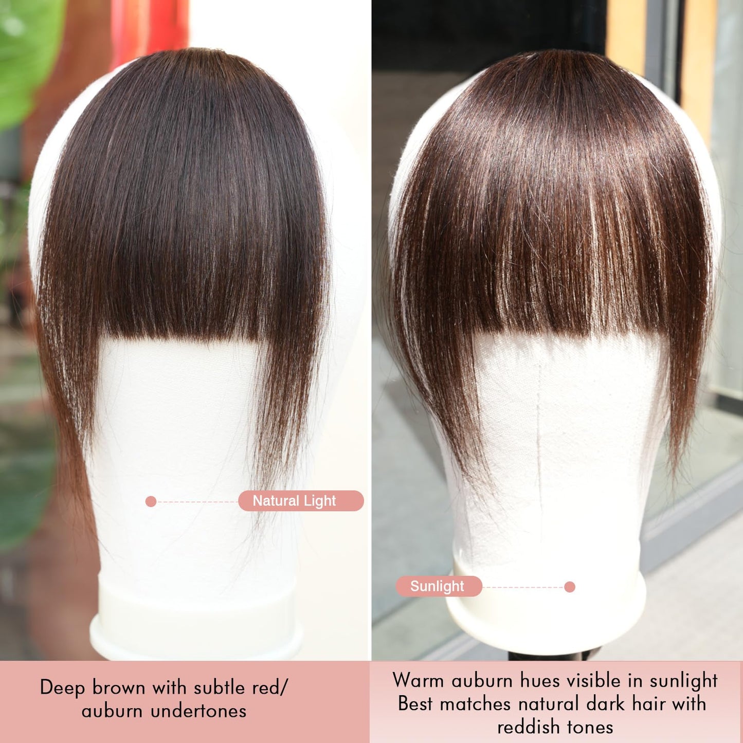 EINAEY Clip in Bangs Real Human Hair Fake Bangs Wispy Dark Brown
