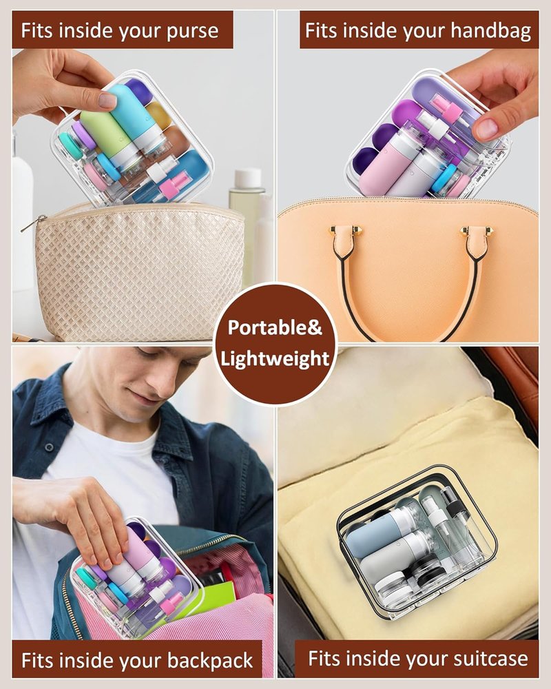 Travel Bottles for Toiletries - TSA Approved Leak Proof Silicone Containers | 20 Pack, Purple