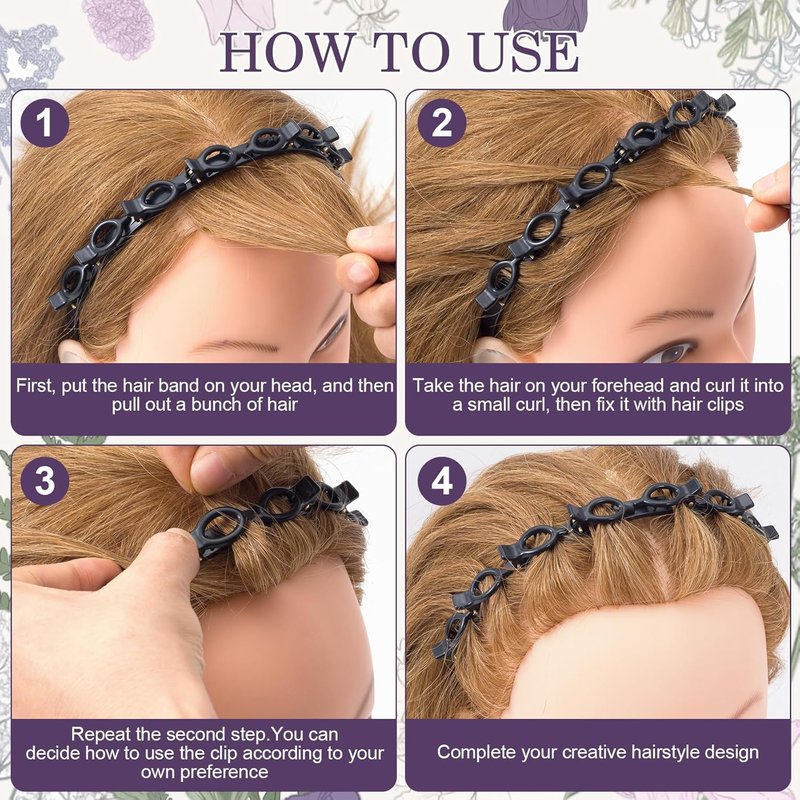 Butterfly Hair Clips Headband Set - 2 Pcs with 8 Non-Slip Clips for Women | Black & Brown