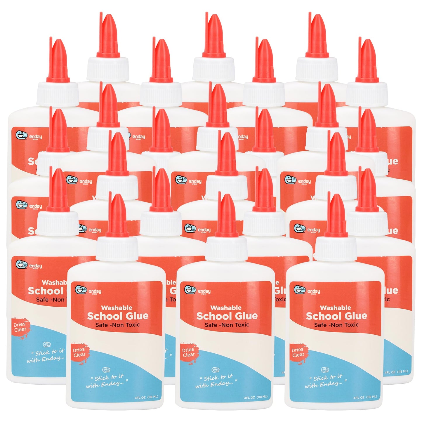 Liquid Glue (12 Pack) - 4 oz Washable School Glue, Bulk, Non-Toxic for Kids, for Slime, Arts and Crafts - by Enday