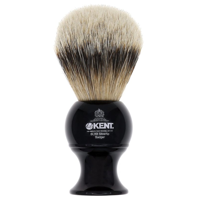 Kent BLK8 Shaving Brush with Soft Silvertip Badger Bristles and Black Resin Handle to use with Shave Cream or Soap for a Perfect Lather. Luxury Shaving Since 1777, Made in England