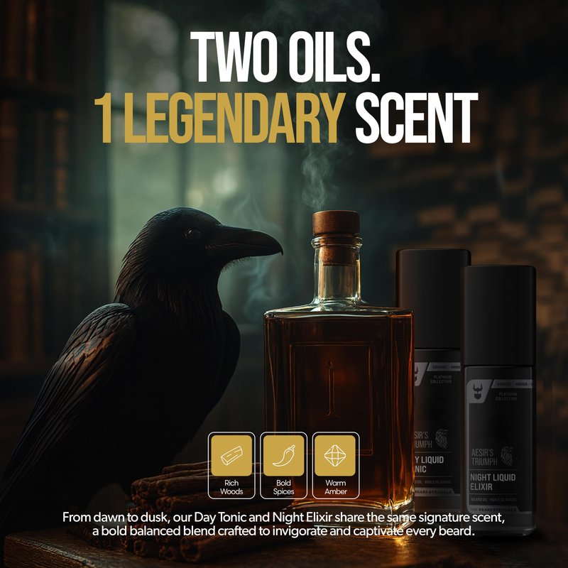 The Beard Struggle Tonic + Elixir Beard Oil Bundle - Platinum Collection - Grooming Beard Oil - Softens, Moisturizers, and Strengthens Beard Growth - Pack of 2, Aesir's Triumph