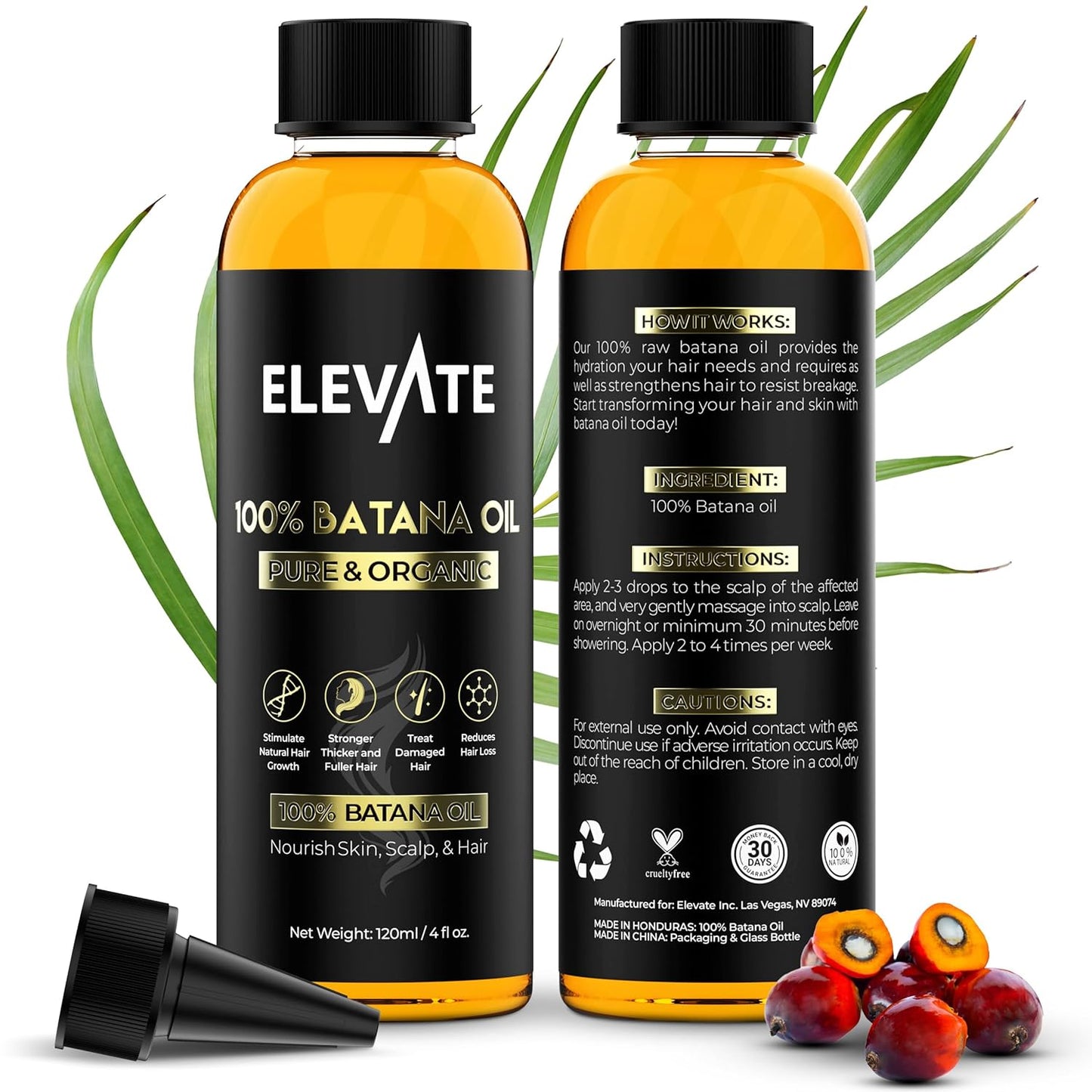 Elevate Batana Oil for Hair Growth - 100% Pure Organic Serum for Thickness & Scalp Care | 4 Fl Oz