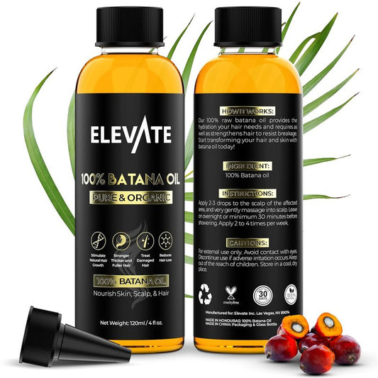 Elevate Batana Oil for Hair Growth - 100% Pure Organic Serum for Thickness & Scalp Care | 4 Fl Oz