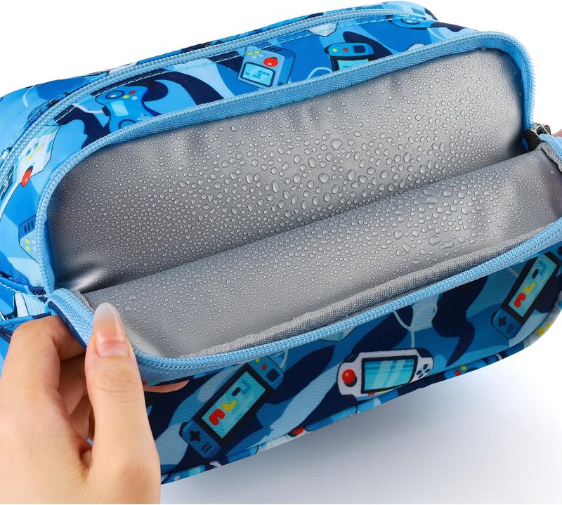 Kids Toiletry Bag - Waterproof Hanging Travel Wash Bag for Boys | Camo Blue Design