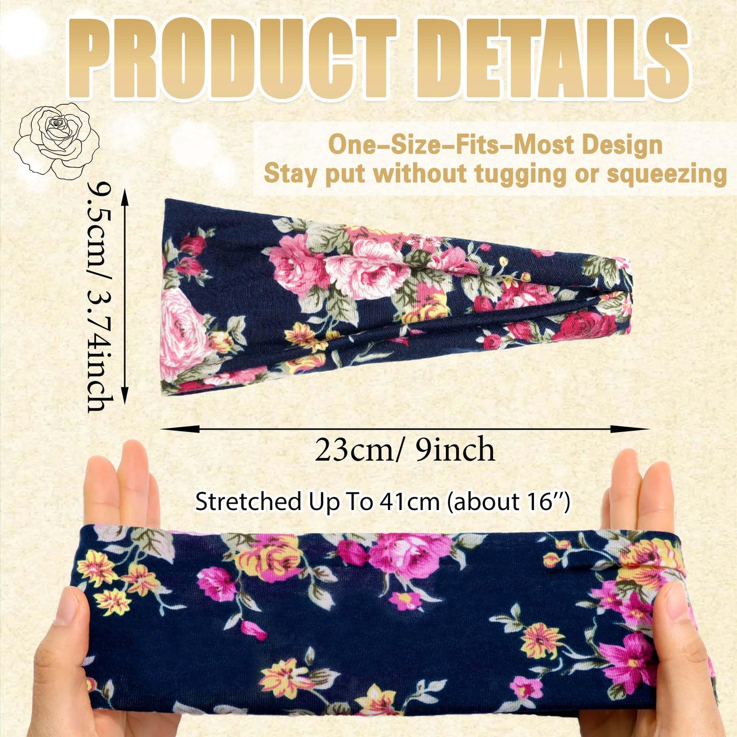 FARSYOD 6 Pack Headbands For Women Boho Headband Floral Wide Hair Bands Soft Sweat Band Fashion Head Band Workout Yoga Bandana Hairband Elastic Easter Hair Accessories