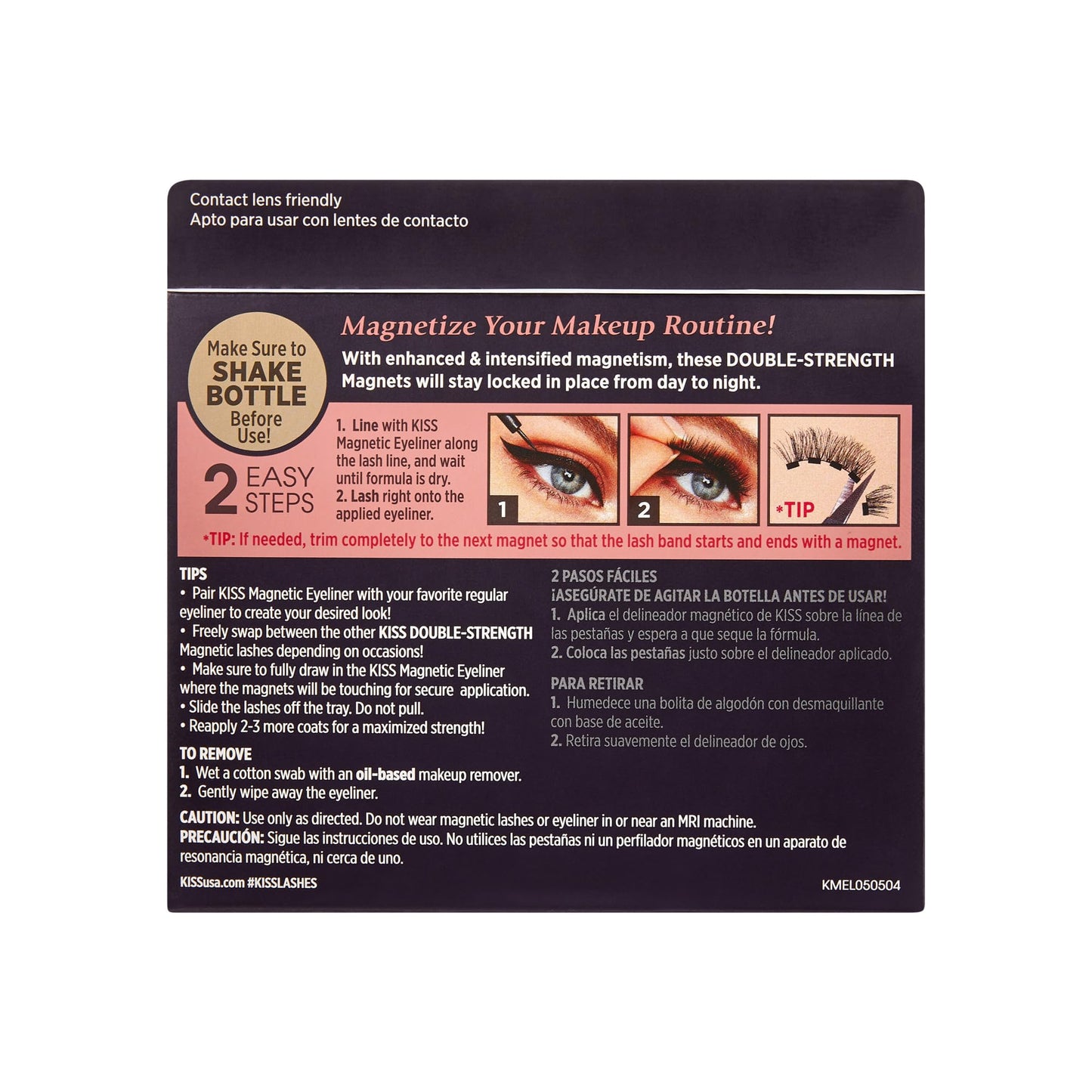 Kiss Magnetic Lashes, Crowd Pleaser, 1 Pair of Synthetic False Eyelashes With 5 Double Strength Magnets, Wind Resistant, Dermatologist Tested Fake Lashes Last Up To 16 Hours, Reusable Up To 15 Times