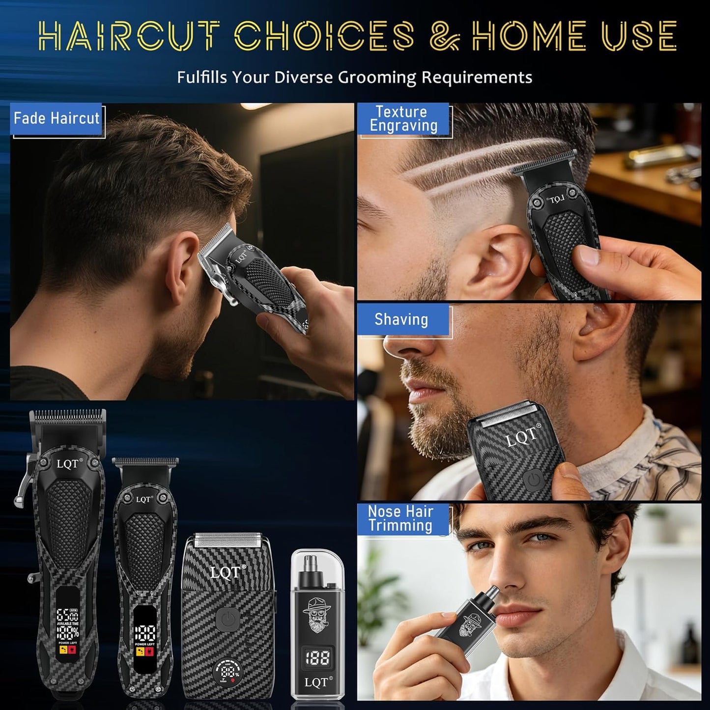 Rechargeable Cordless Hair Clippers for Men - Professional Beard Trimmer & Electric Shaver Kit | LCD Display, Perfect Gift for Dad