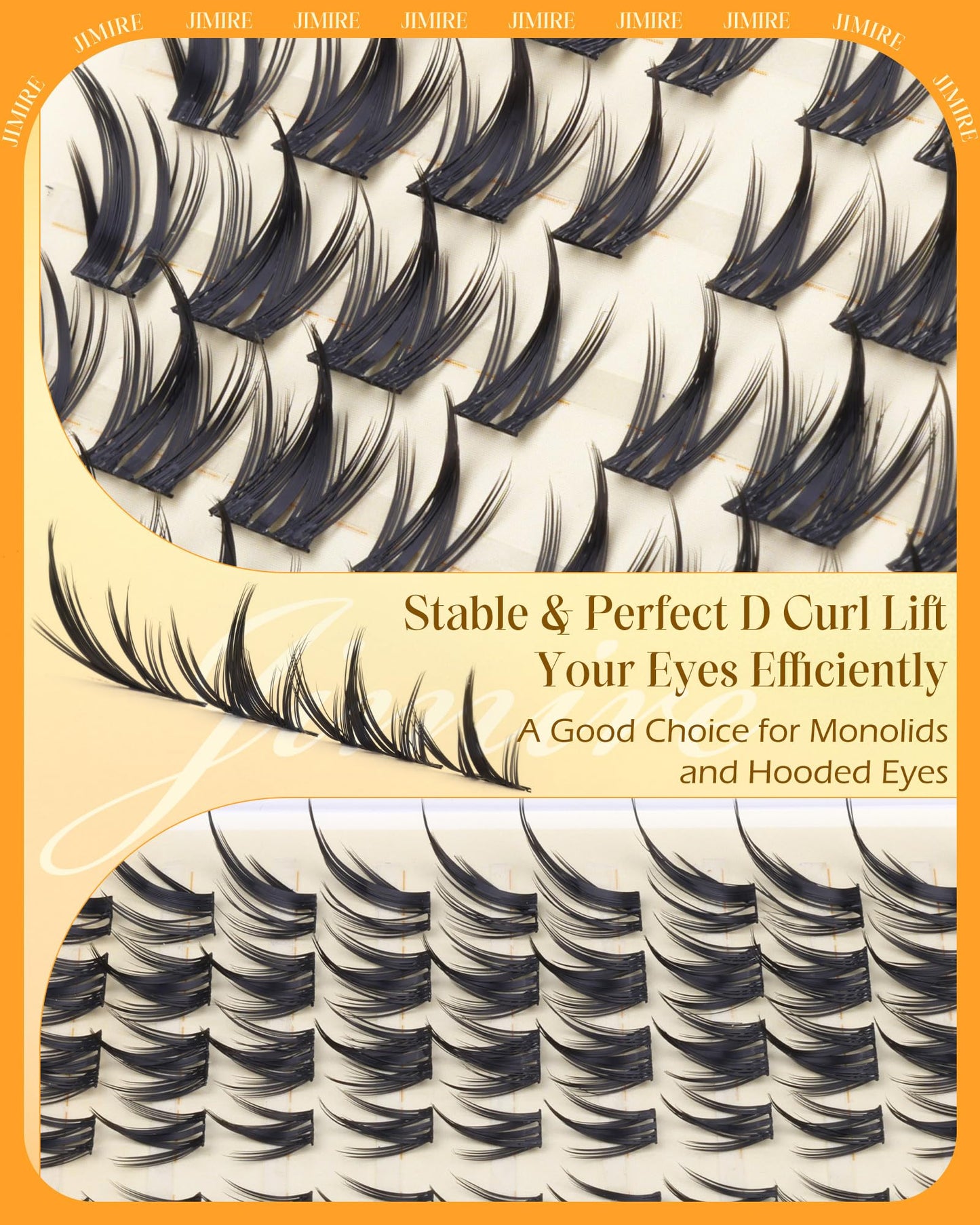 JIMIRE Manga Lash Clusters Wispy Eyelash Clusters Fox Eye Look Natural Cluster Eyelash Extensions 10-16MM Pre-Mapped Clean Baddie Girl Lashes Extensions Anime Individual Cluster Lashes