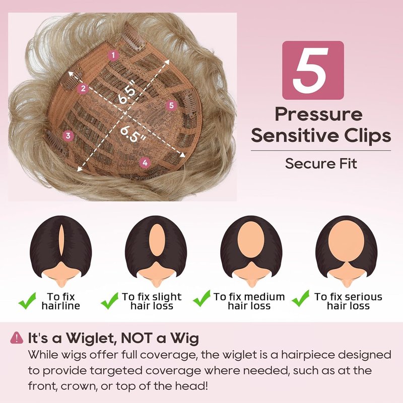 REECHO Hair Topper - Short Synthetic Wiglet for Women | Large Coverage Dark Blonde Hairpiece