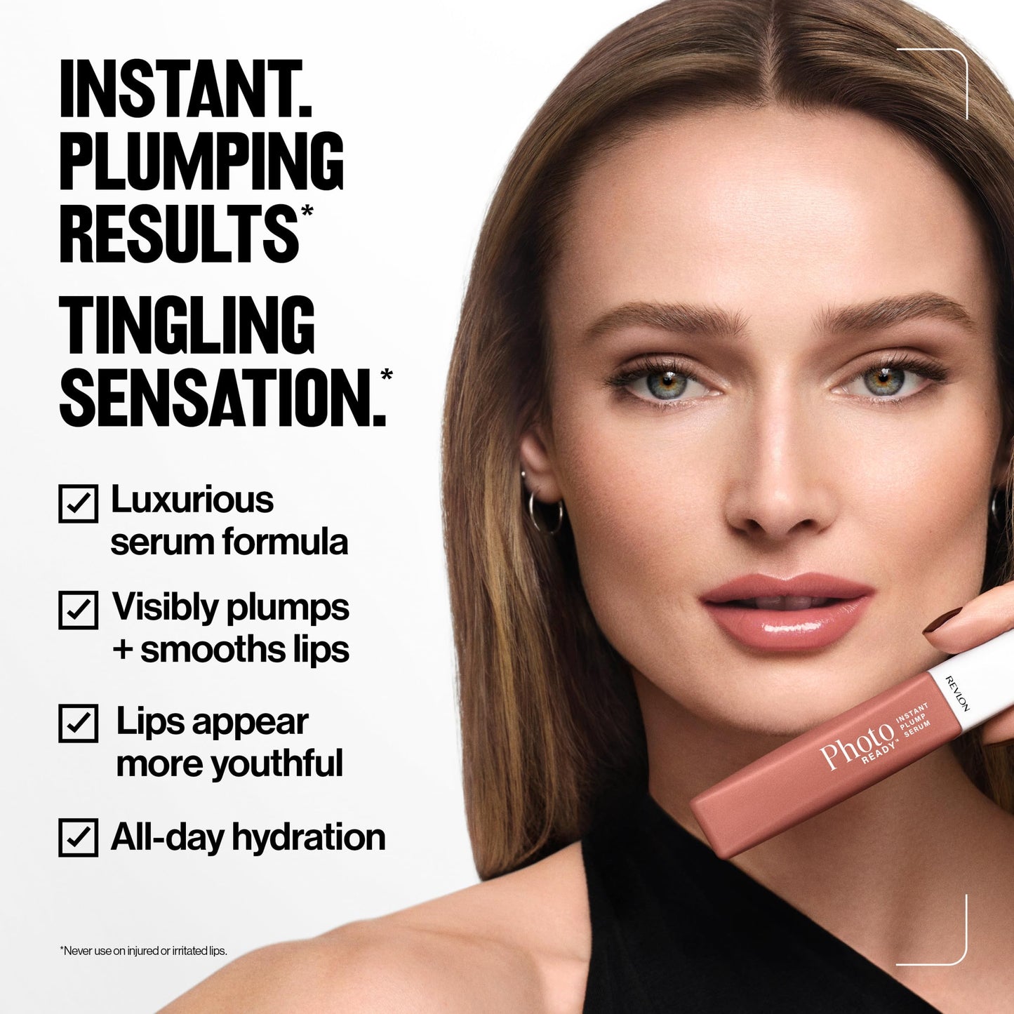 REVLON PhotoReady Instant Plump Serum, Plumping Lip Gloss with Tingling Sensation, Hydrating, Non-Sticky & High Shine Finish, 001 Needleless To Say, 0.25 fl oz