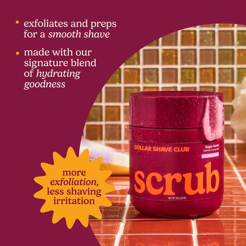 Dollar Shave Club For Women | 2 Pack Sugar Scrub (8 oz), Cashmere Santal Scent | Skin Exfoliant, Body Scrub, Womens Shave
