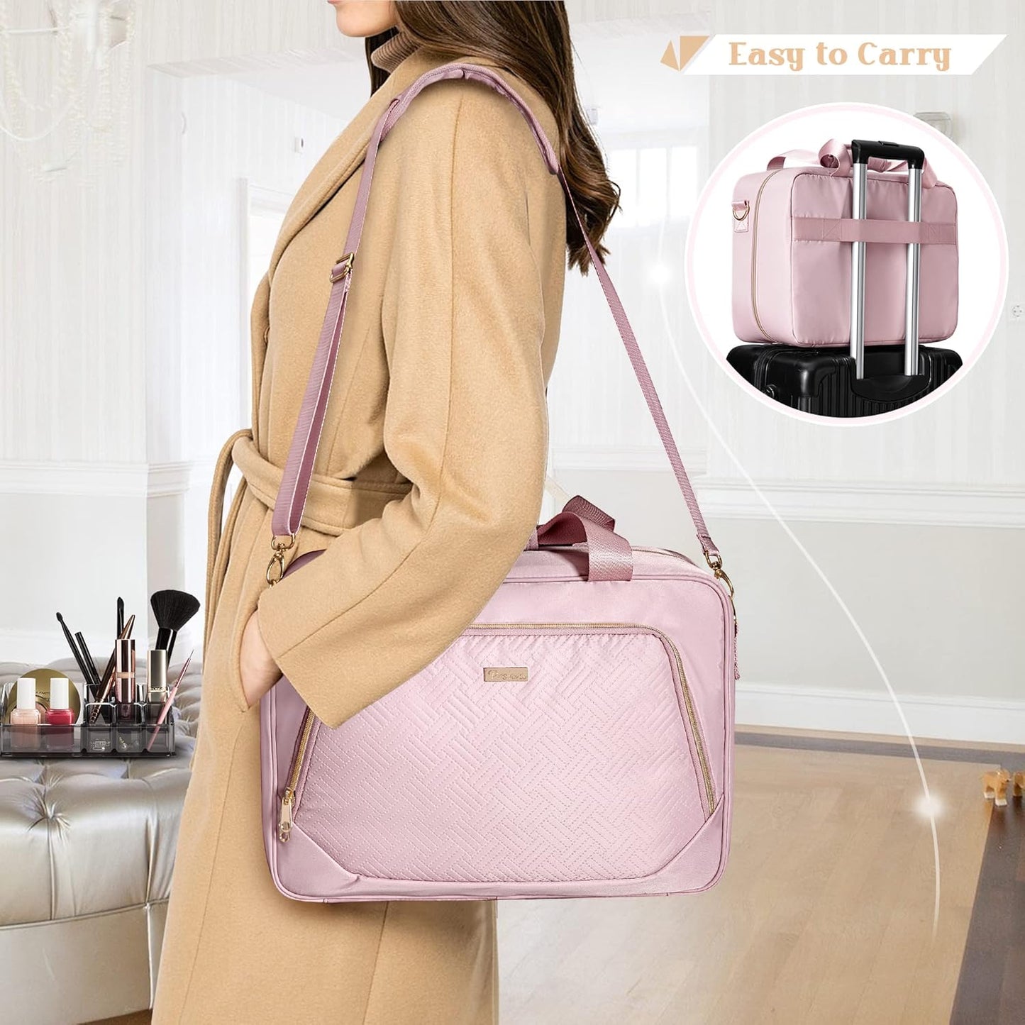 Professional Makeup Artist Travel Case - Large Organizer with 4 Detachable Bags | Pink Makeup Storage Solution