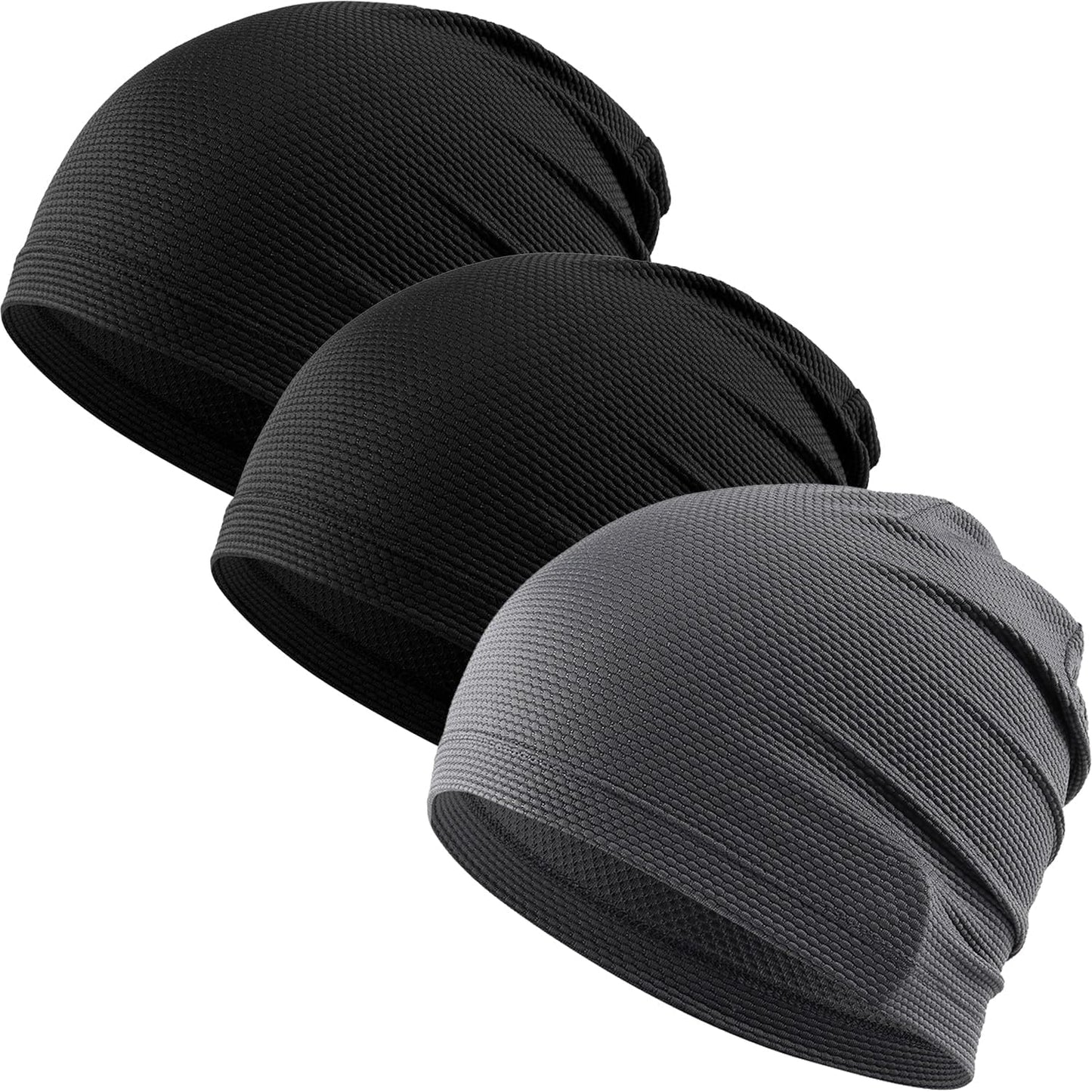 WTACTFUL 3-Pack Cooling Skull Caps - Breathable 3D Mesh Running Hats for Men & Women | Summer & Winter Use