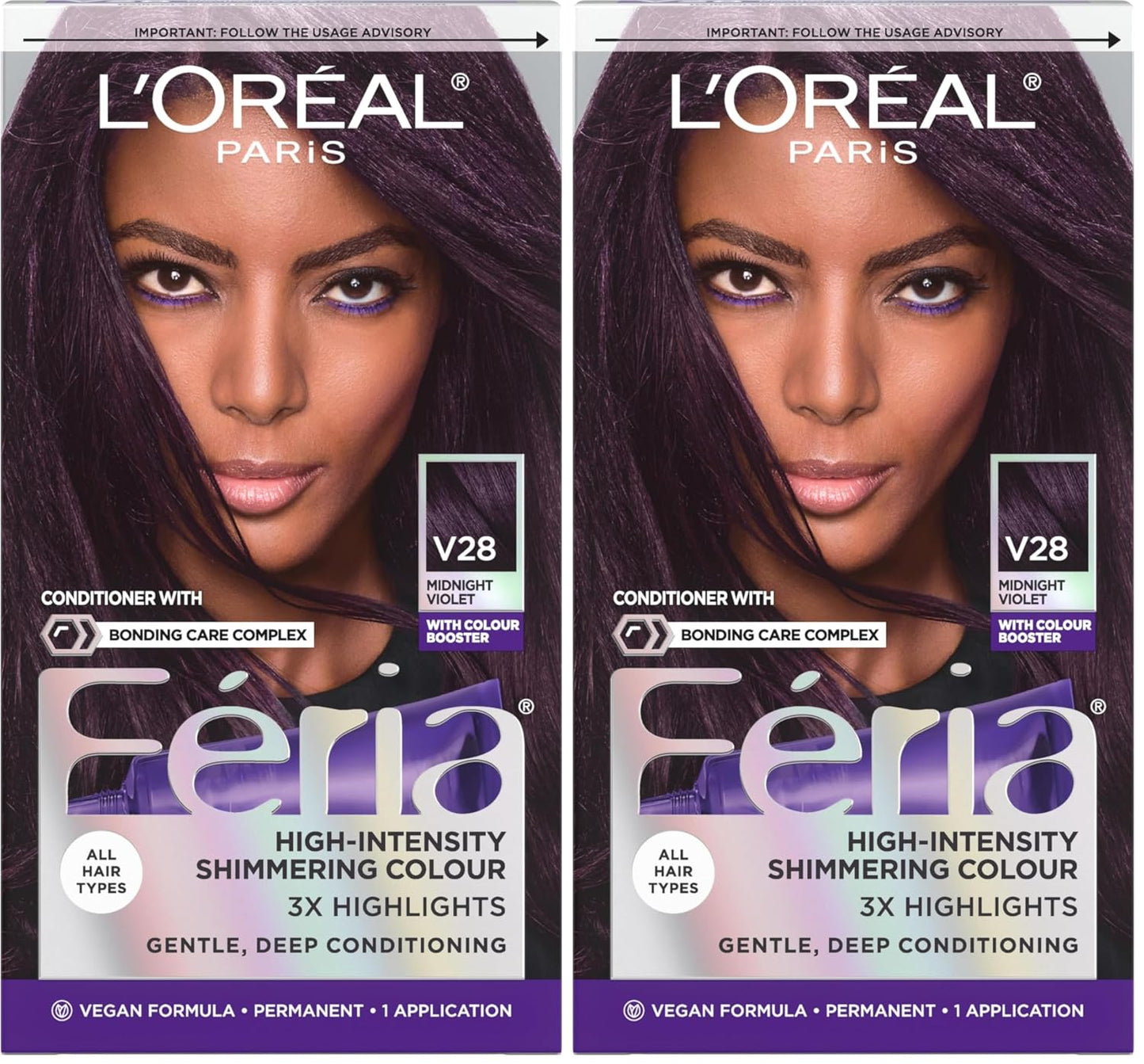 L’Oreal Paris Feria Hair Color - High Intensity Jet Black Dye for 3X Highlights | 1 Kit