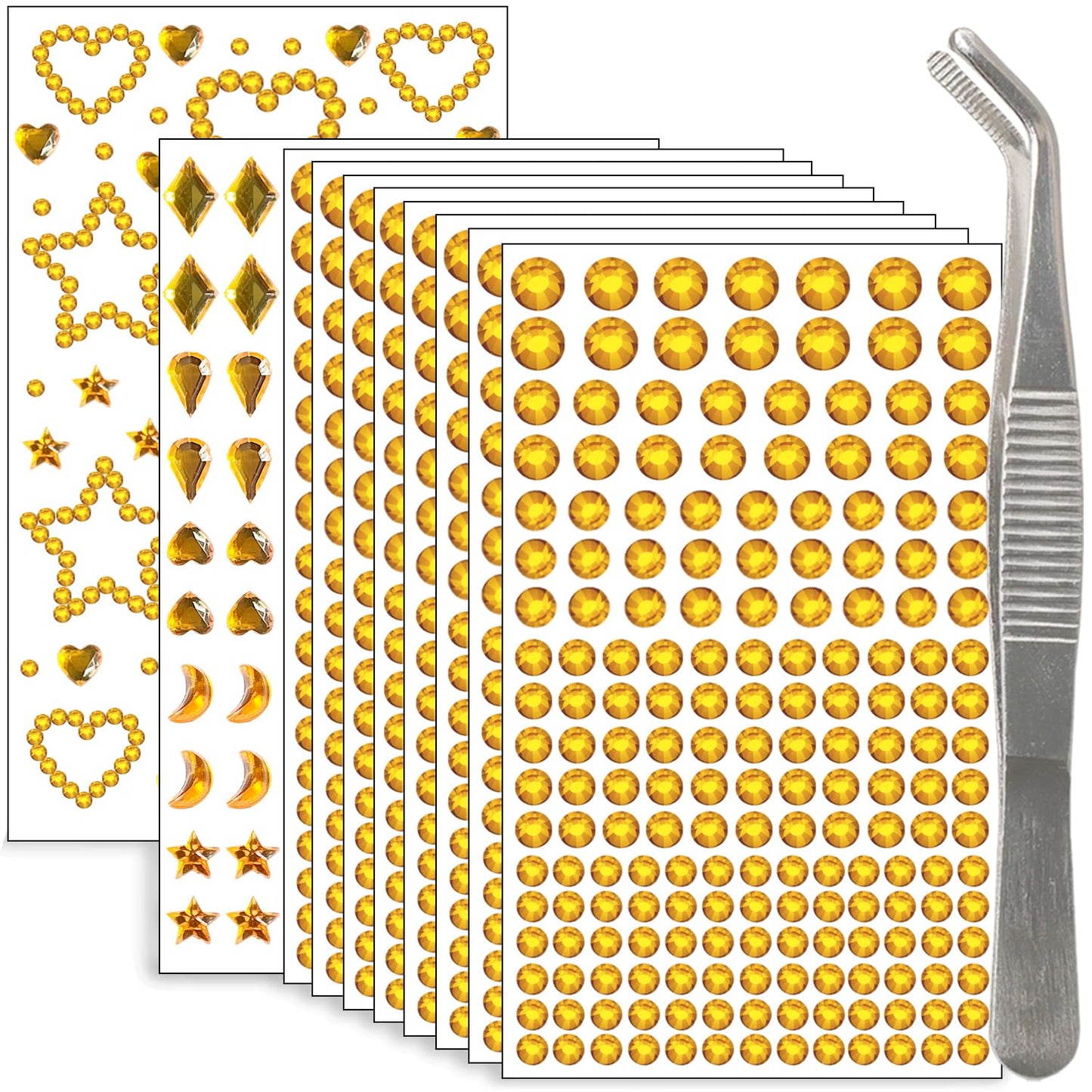 Hair Gems - 1760 Pcs Self-Adhesive Clear Rhinestones for Face, Body & Nail Art | Festival & Halloween Makeup