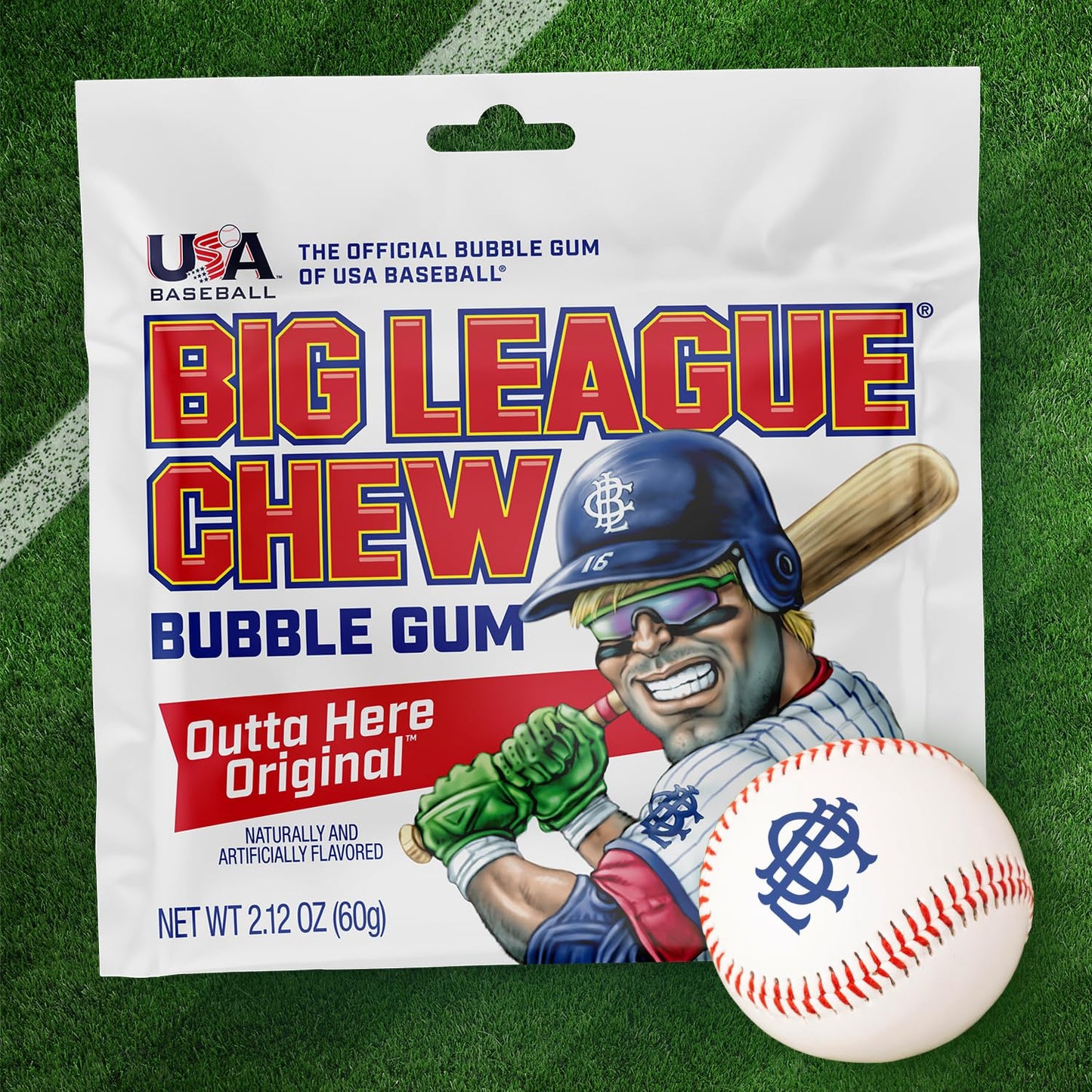 Big League Chew Outta Here Original Bubble Gum - Classic Ballpark Flavor | Perfect for Baseball Games, Teams, Concessions, Parties, and More | Pack of 12 Bags (2.12oz Each)"

Rewritten Product Title: "Original Bubble Gum - Big League Chew Classic Ballpark