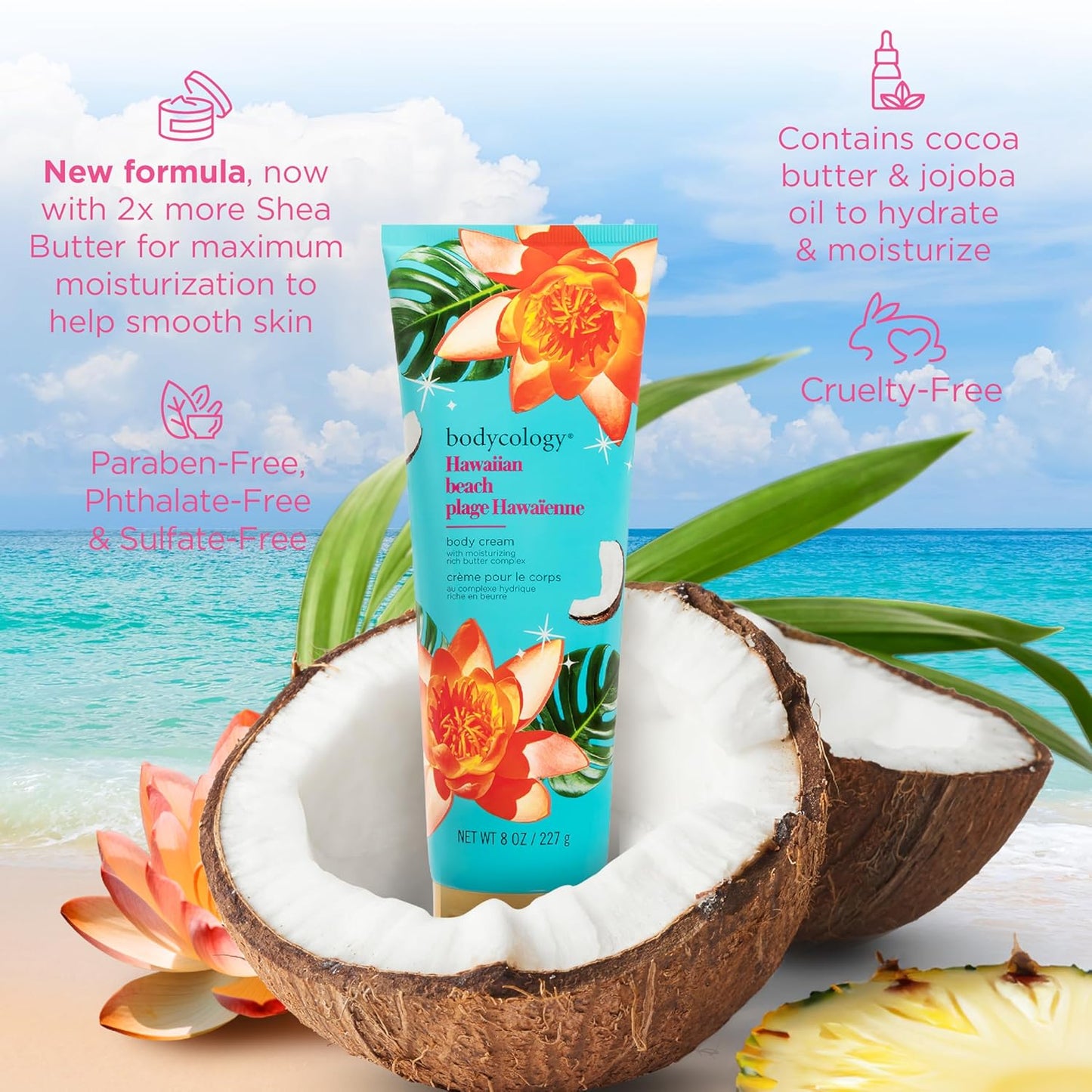 Shea Butter Body Cream - Hawaiian Beach Scent | 8 oz Moisturizer
