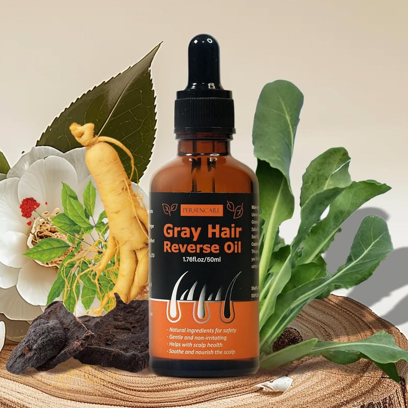 Herbal Gray Hair Reverse Essential Oil - Darkening Conditioner & Growth Serum | Usma Polygonum Multiflorum Blend
