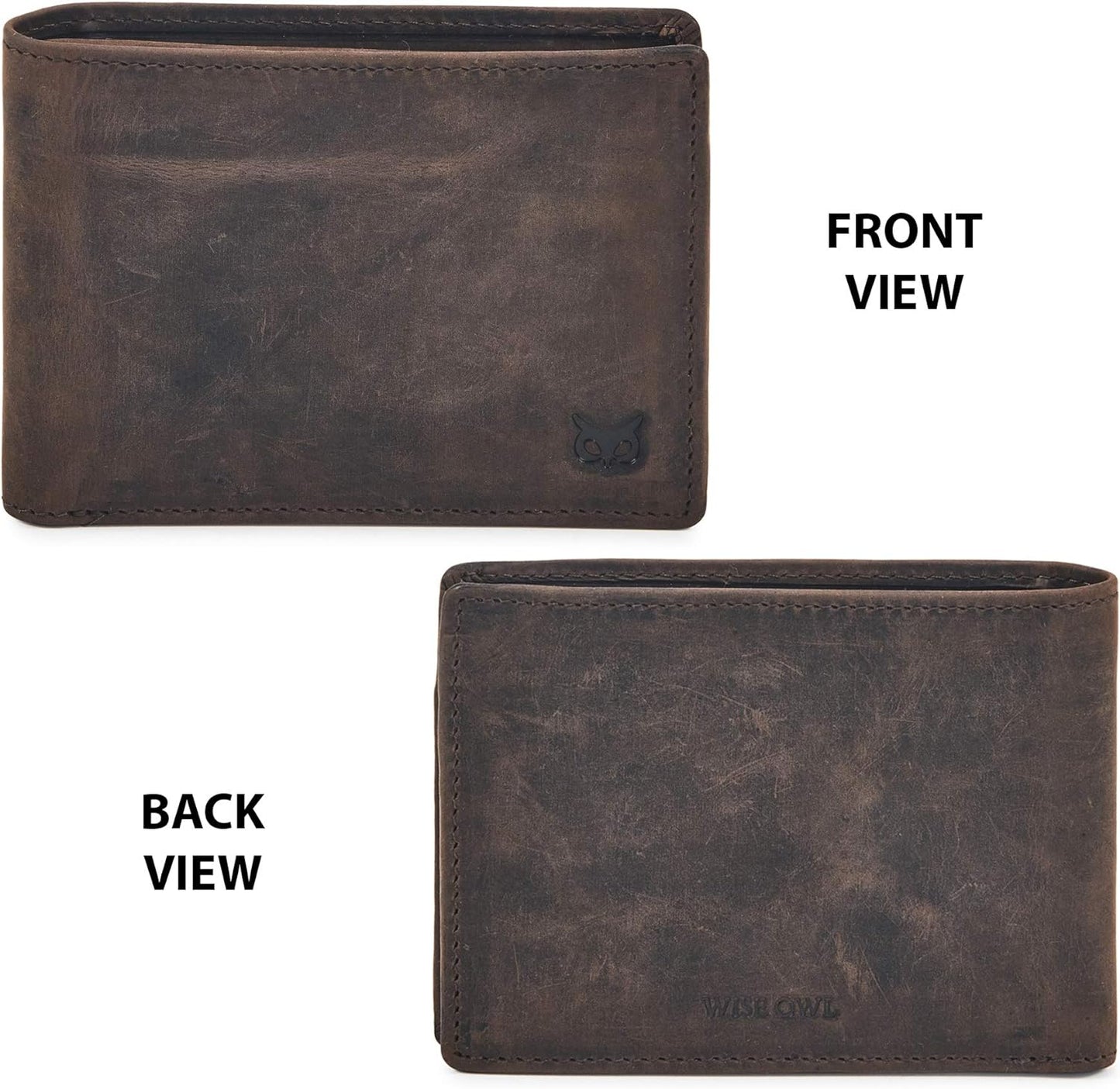 Real Leather Mens Bifold Wallet | RFID Blocking Slim Minimalist Design - Thin & Stylish with ID Window in Gift Box (Crazy Horse, Coffee)